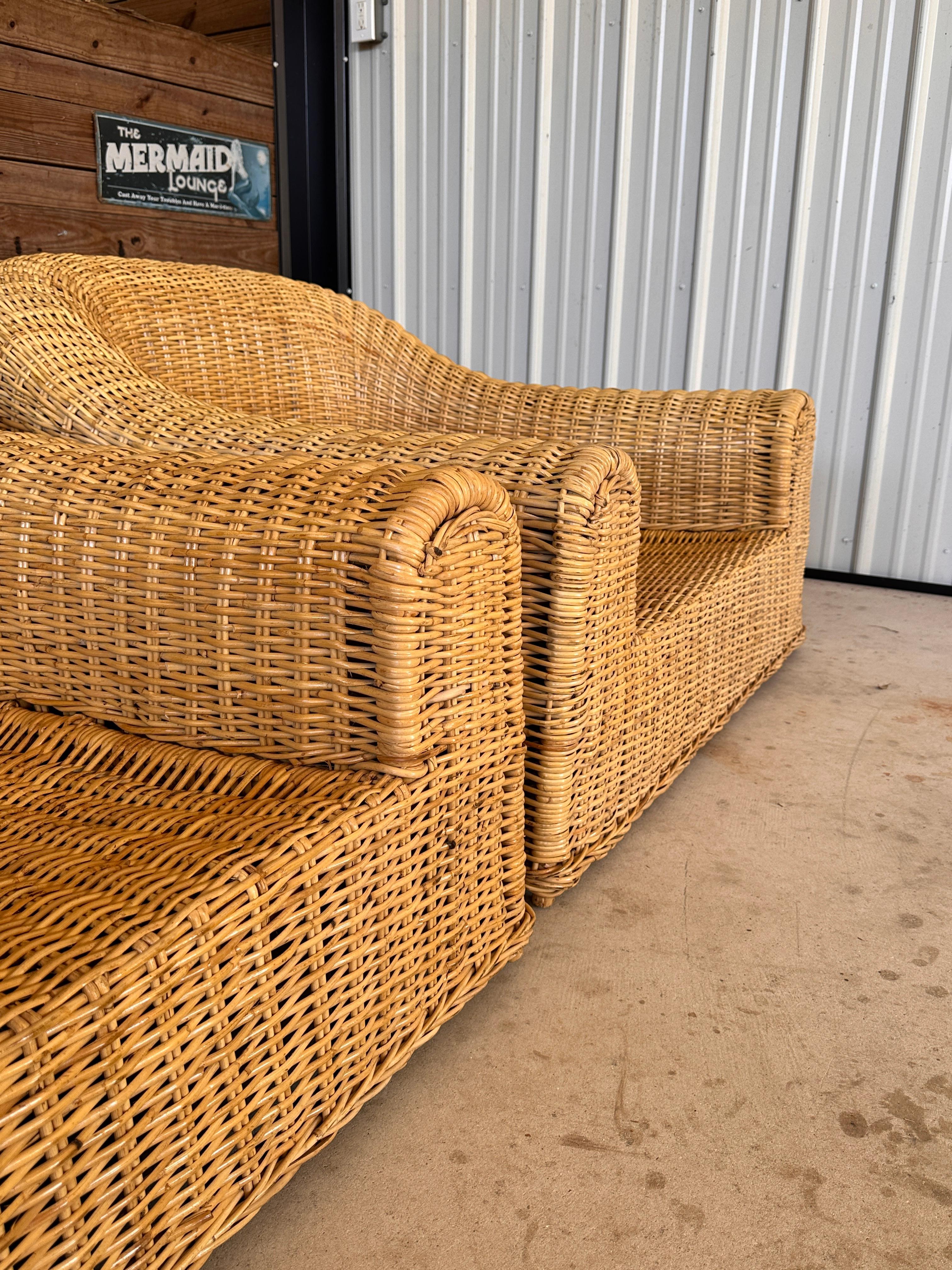Monumnetal Organic Modern Rattan Braid JENNIFER Lounge Chairs by Michael Taylo 1