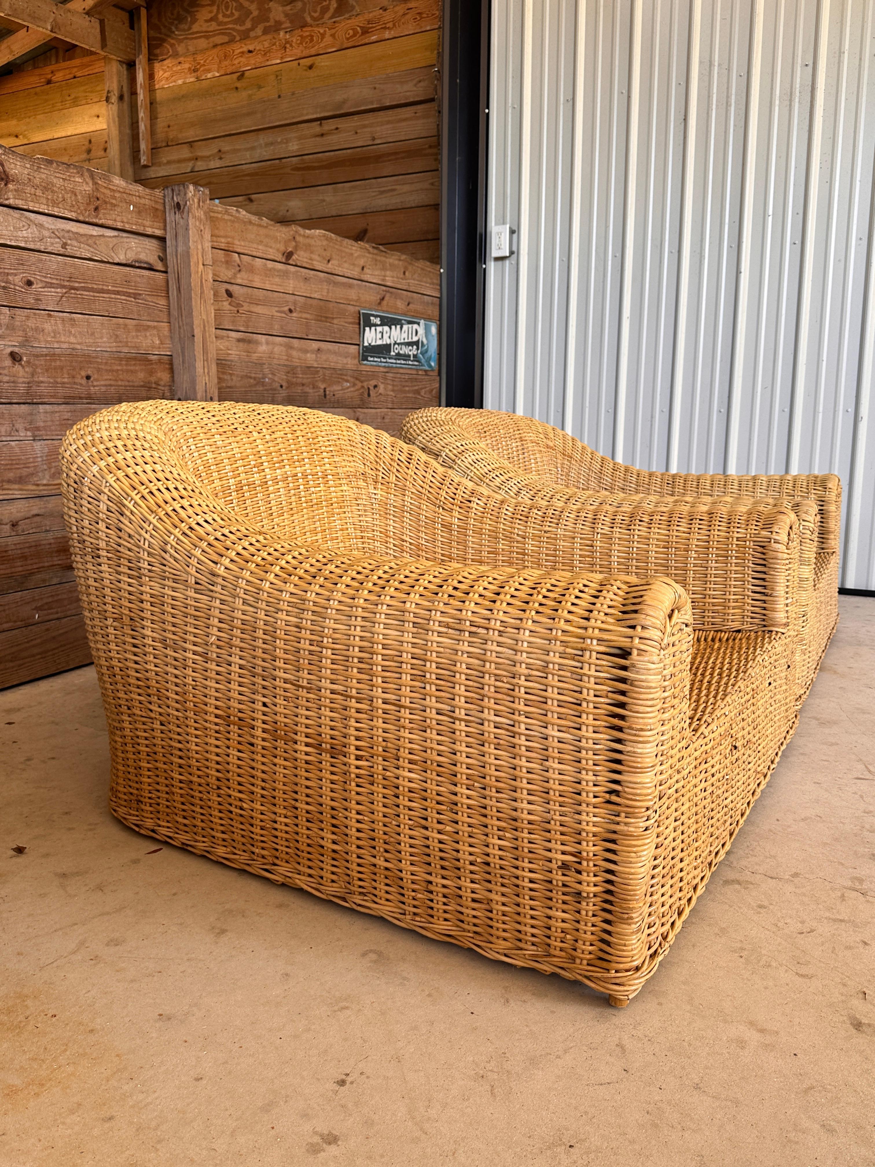 Monumnetal Organic Modern Rattan Braid JENNIFER Lounge Chairs by Michael Taylo 2