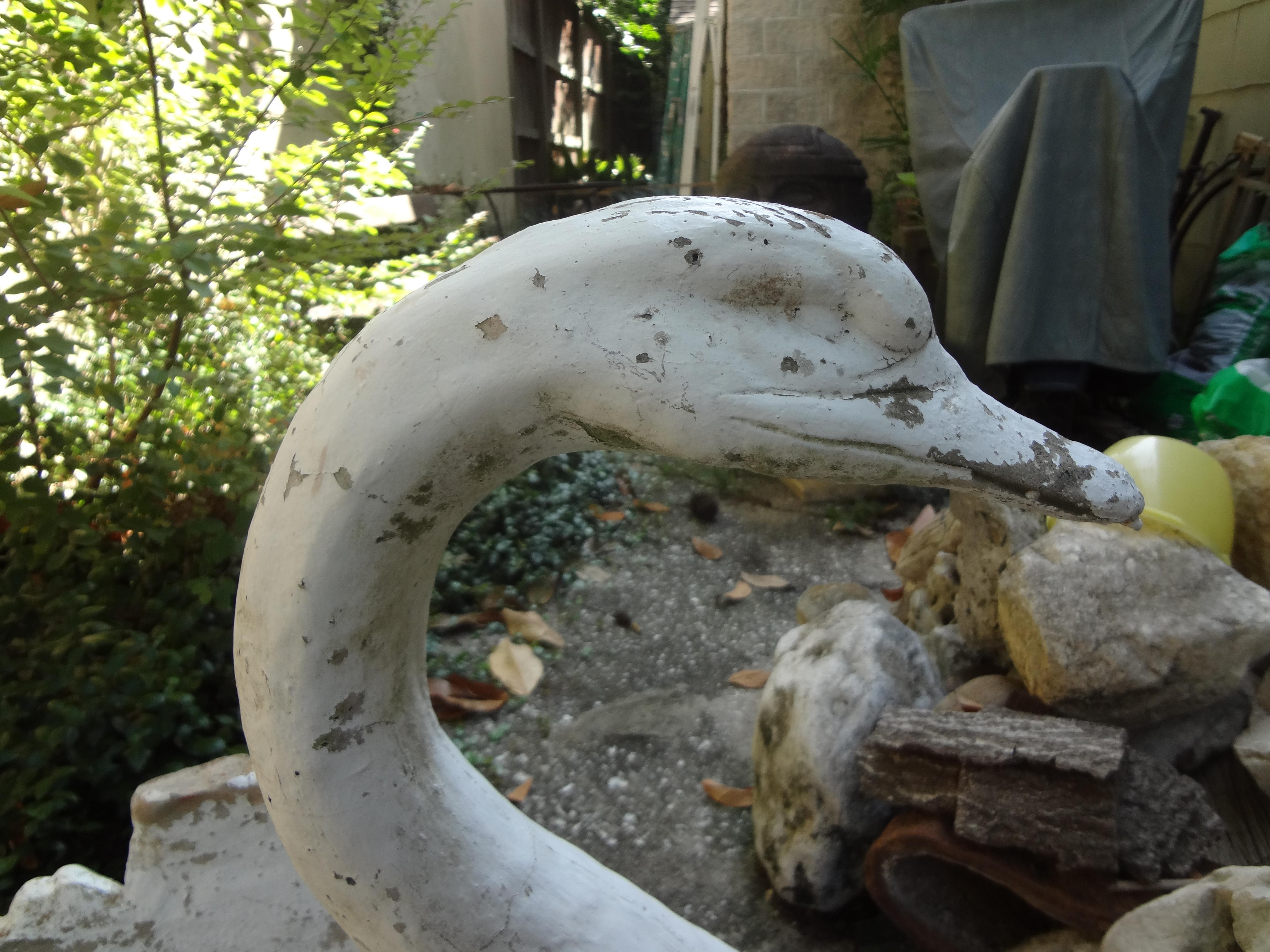 cement swan planter