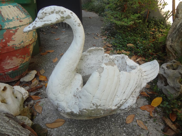 Monumental Concrete Garden Swan Planter For Sale at 1stDibs