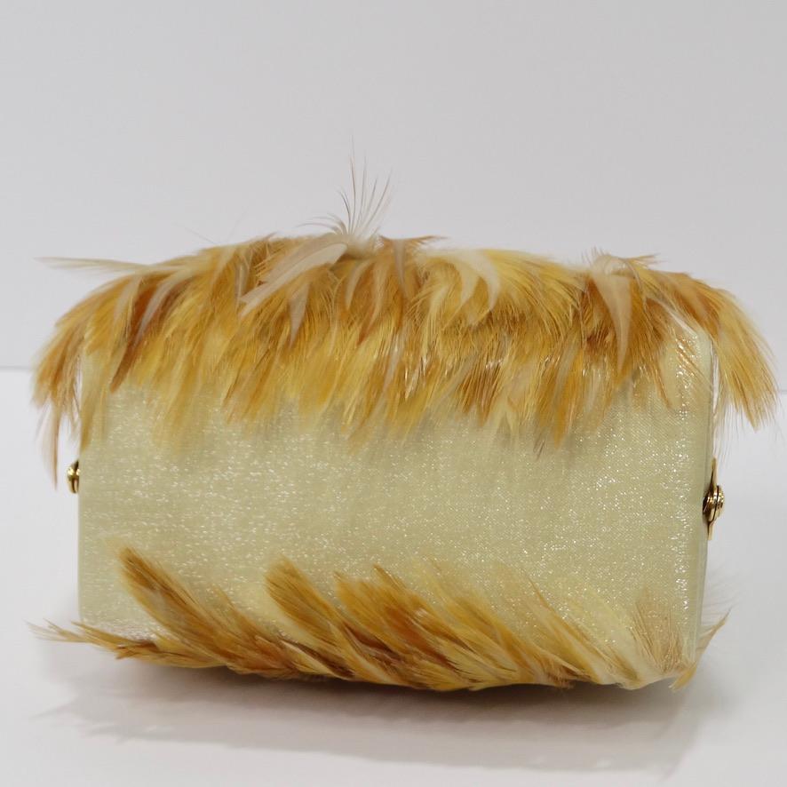 Brown Moo Moo Charelston Feather Novelty Minaudiere  For Sale