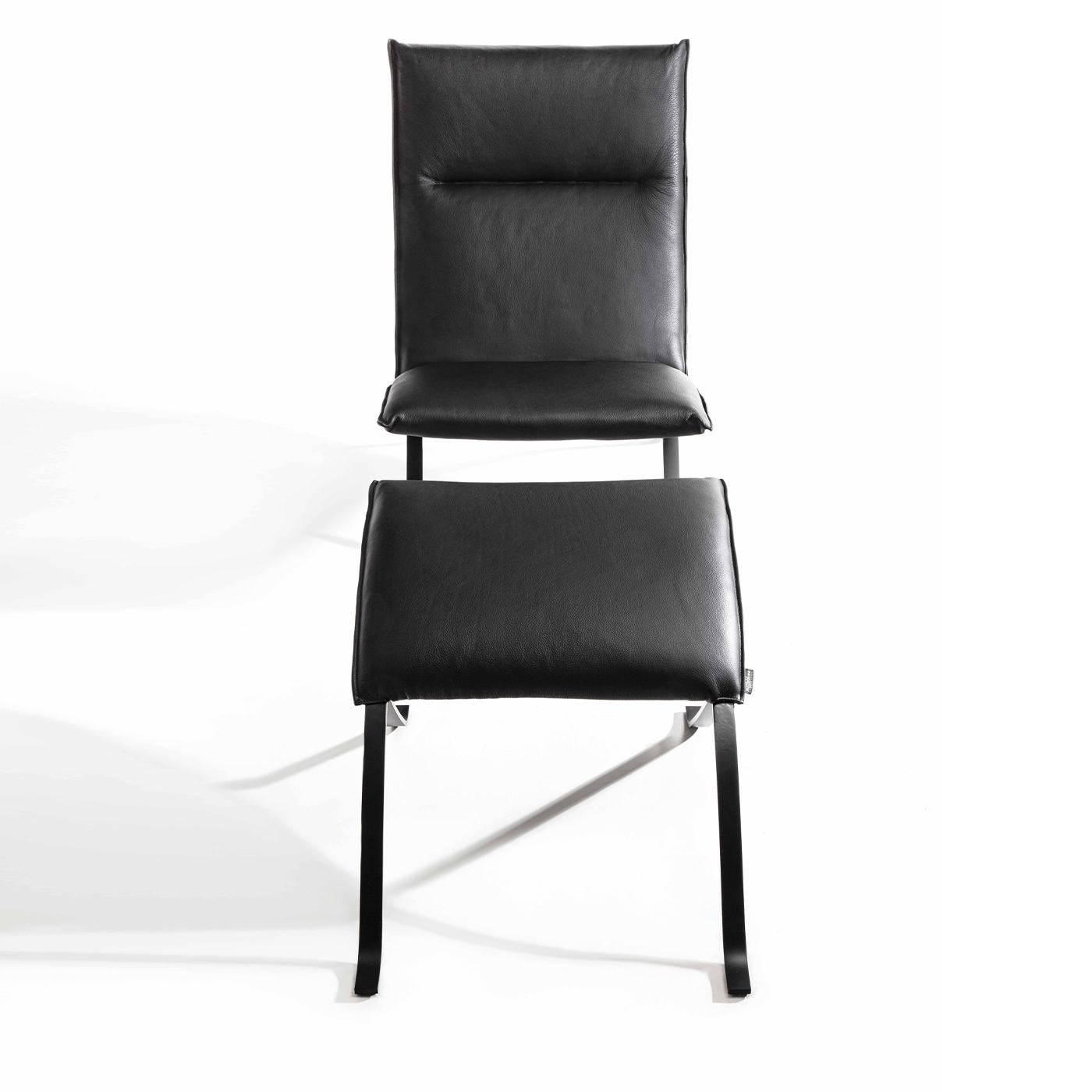 Moderne Chaise longue Mood 2 pièces en cuir noir en vente