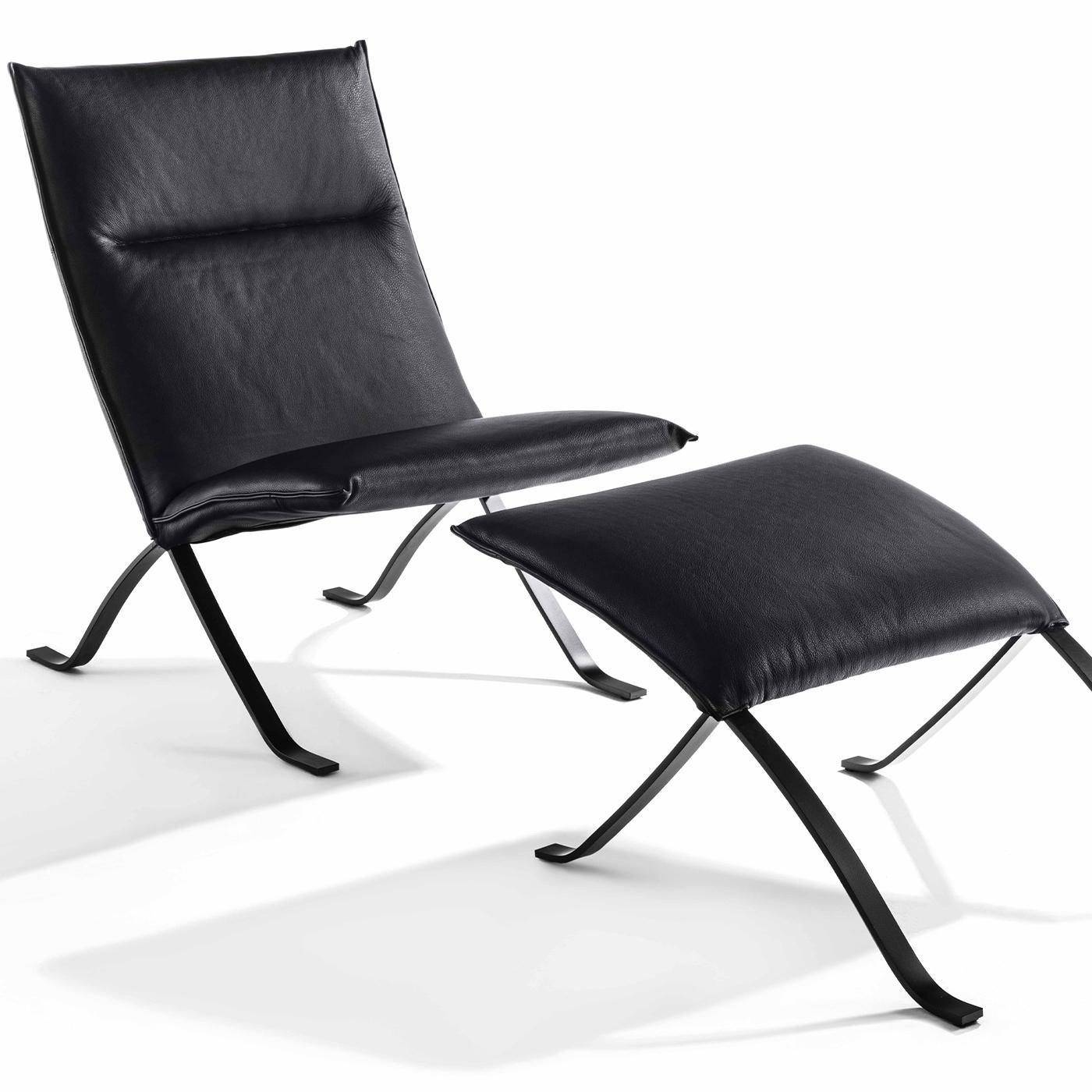italien Chaise longue Mood 2 pièces en cuir noir en vente