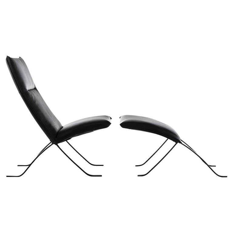Mood 2Piece Black Leather Chaise Longue For Sale at 1stDibs