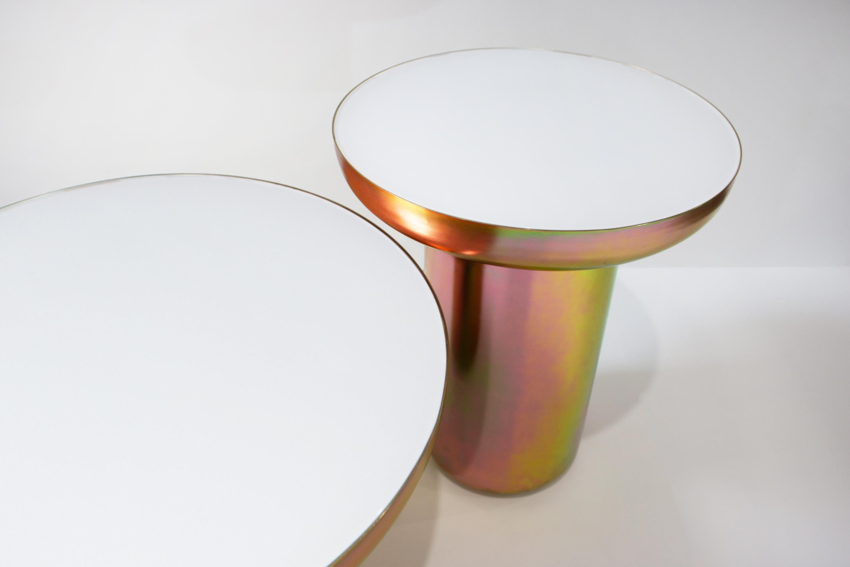Table basse contemporaine en acier et verre zinc Zinc Mood Neuf - En vente à London, GB