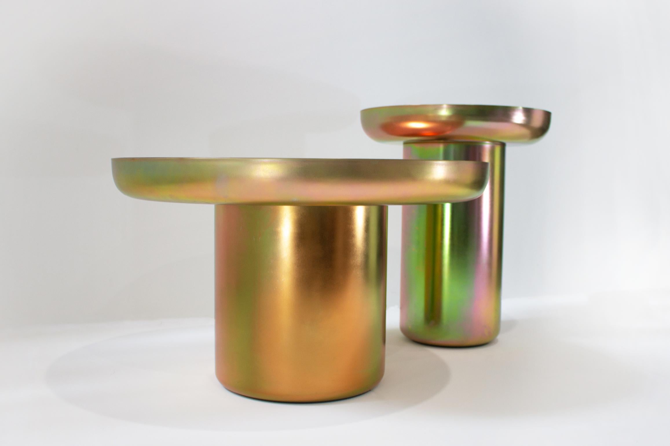 XXIe siècle et contemporain Table basse contemporaine en acier et verre zinc Zinc Mood en vente