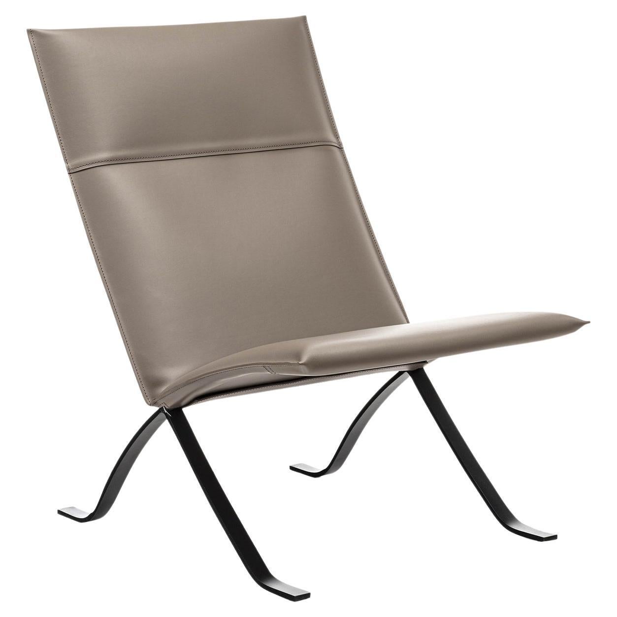 Mood Taupe Leather Lounge Chair For Sale