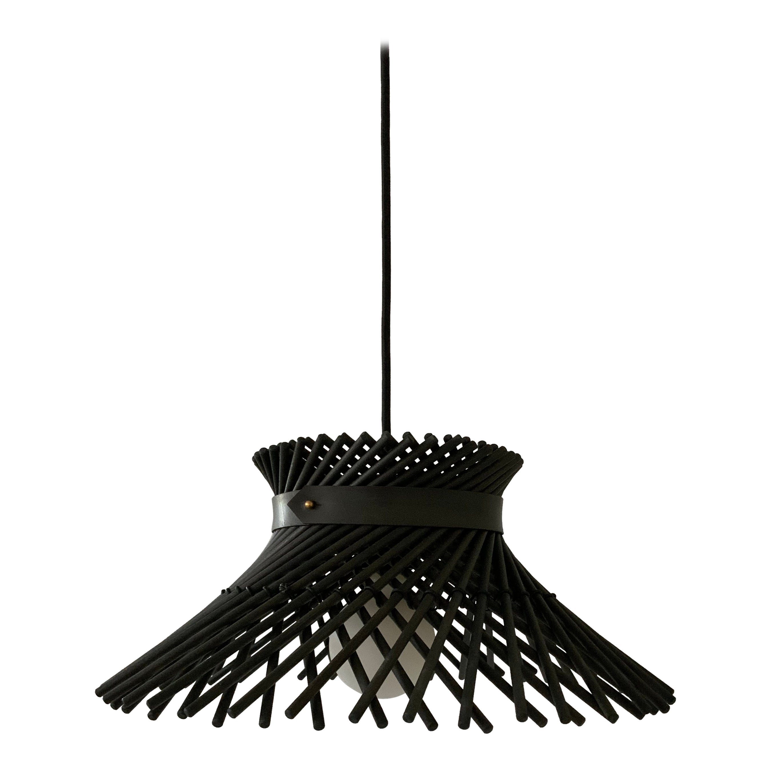 Mooda Lámpara Colgante de Techo 6 / Madera de Roble Oxidado, Granito Negro by INDO-
