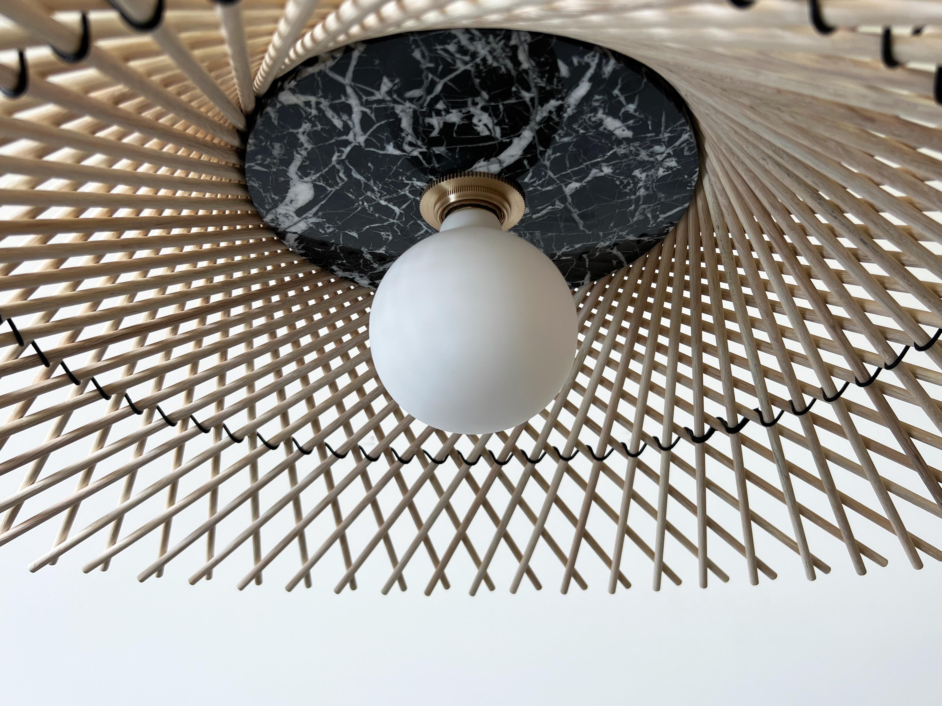 American Mooda Ceiling Pendant 9 / Bleached Oak Wood / Nero Marquina Marble by INDO- For Sale