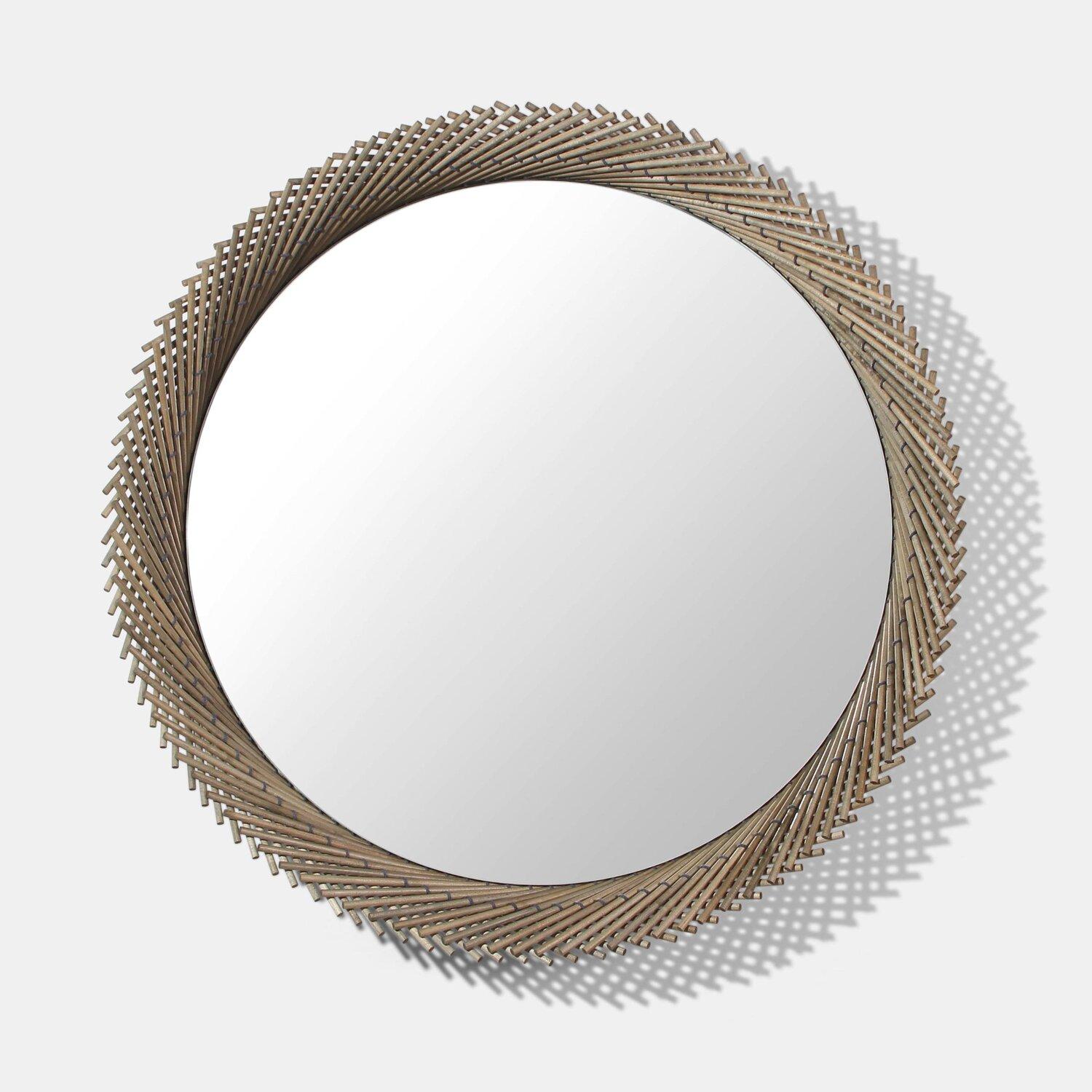 Mooda maple round mirror 18´ by Indo Made
One of a kind
Dimensions: Ø 88.9 x 10,2 cm
Materials: Maple, clear mirror

Also available in other dimensions and materials. Please contact us.
Ø options: 58,4 cm, 73.7 cm, 88.9 cm and 106.7
