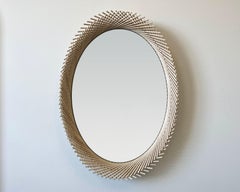 Mooda Mirror Oval 28 / Bleached Oak Wood, Clear Mirror by INDO-