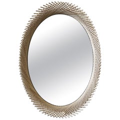 Miroir ovale Mooda 28 en bois de chêne blanchi, miroir transparent par INDO-