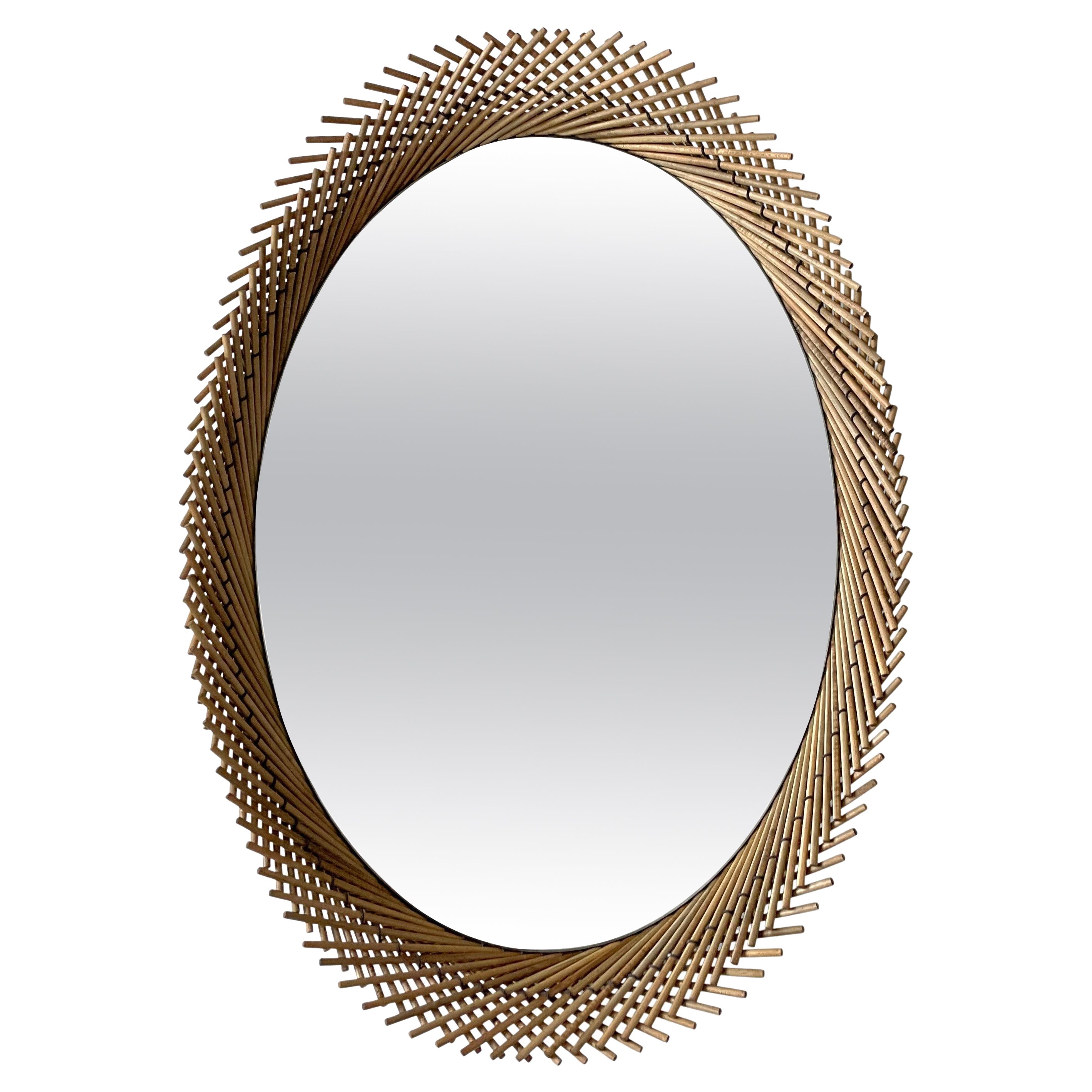 Mooda Mirror Oval 28 / Oxidized Maple Wood, Clear Mirror by INDO-