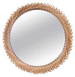 Miroir rond Mooda en bois d'érable naturel 24, miroir transparent par INDO-