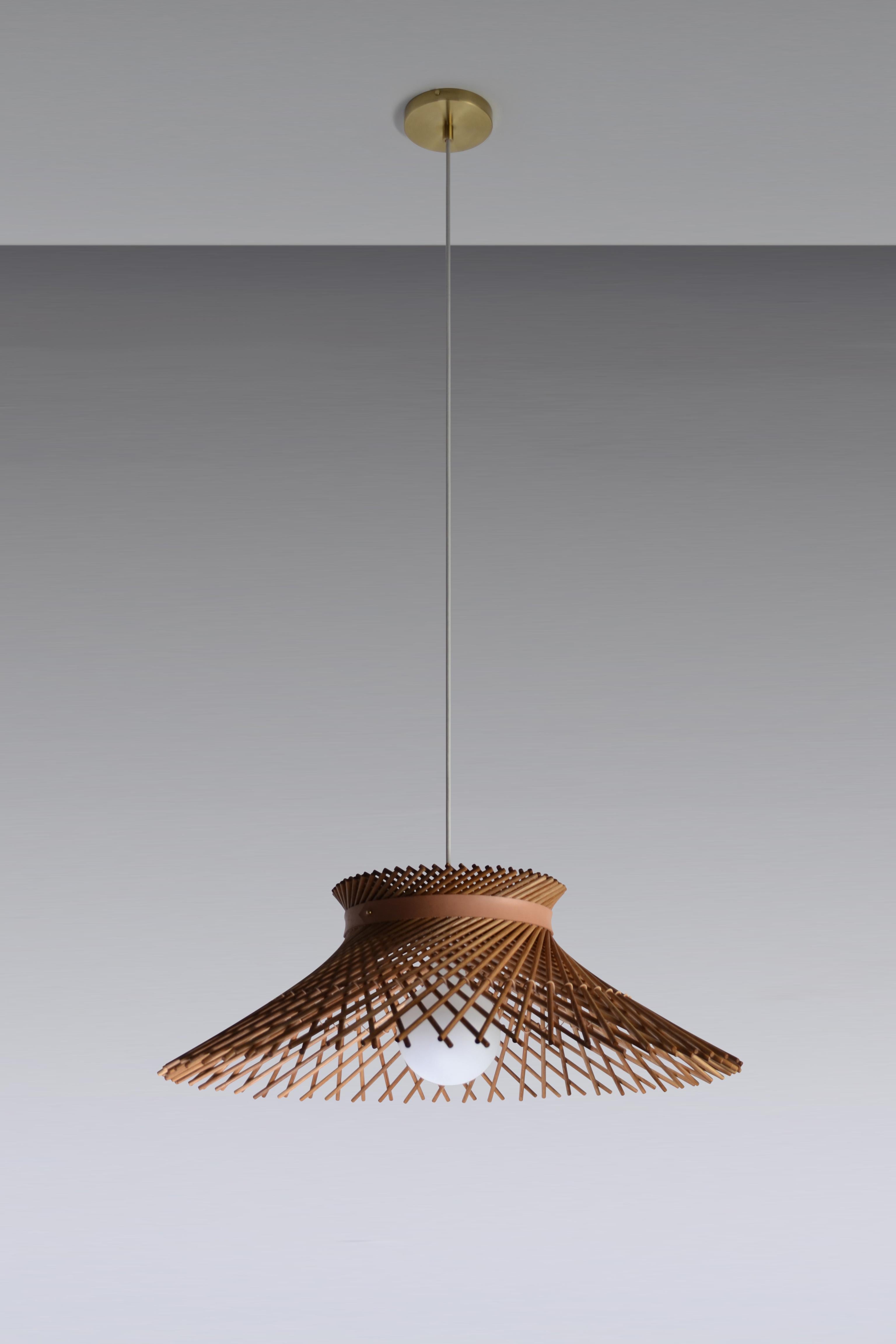 Post-Modern Mooda Natural Oak Pendant 9 by Indo Made For Sale