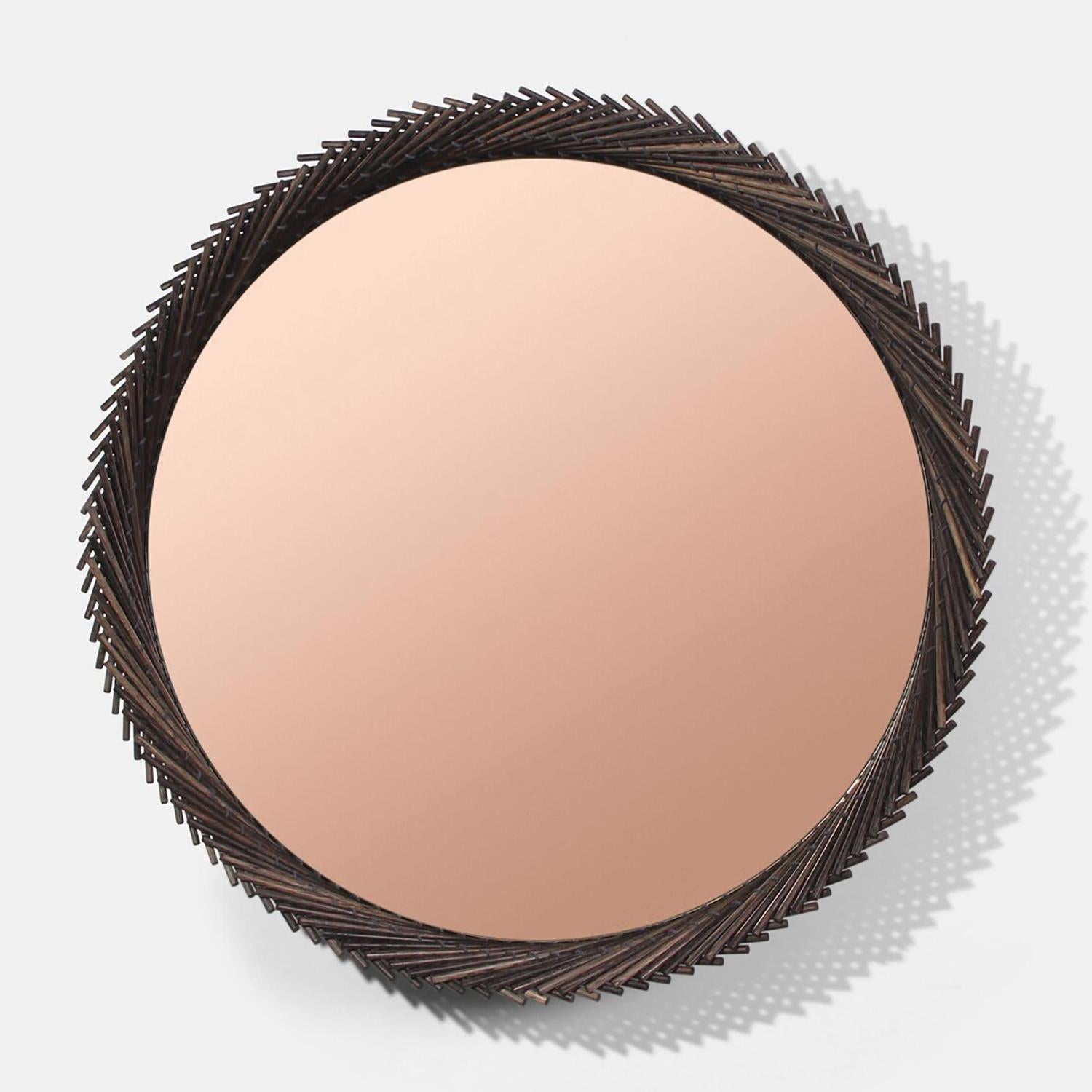 Post-Modern Mooda Oak Round Mirror 24´ by Indo Made For Sale