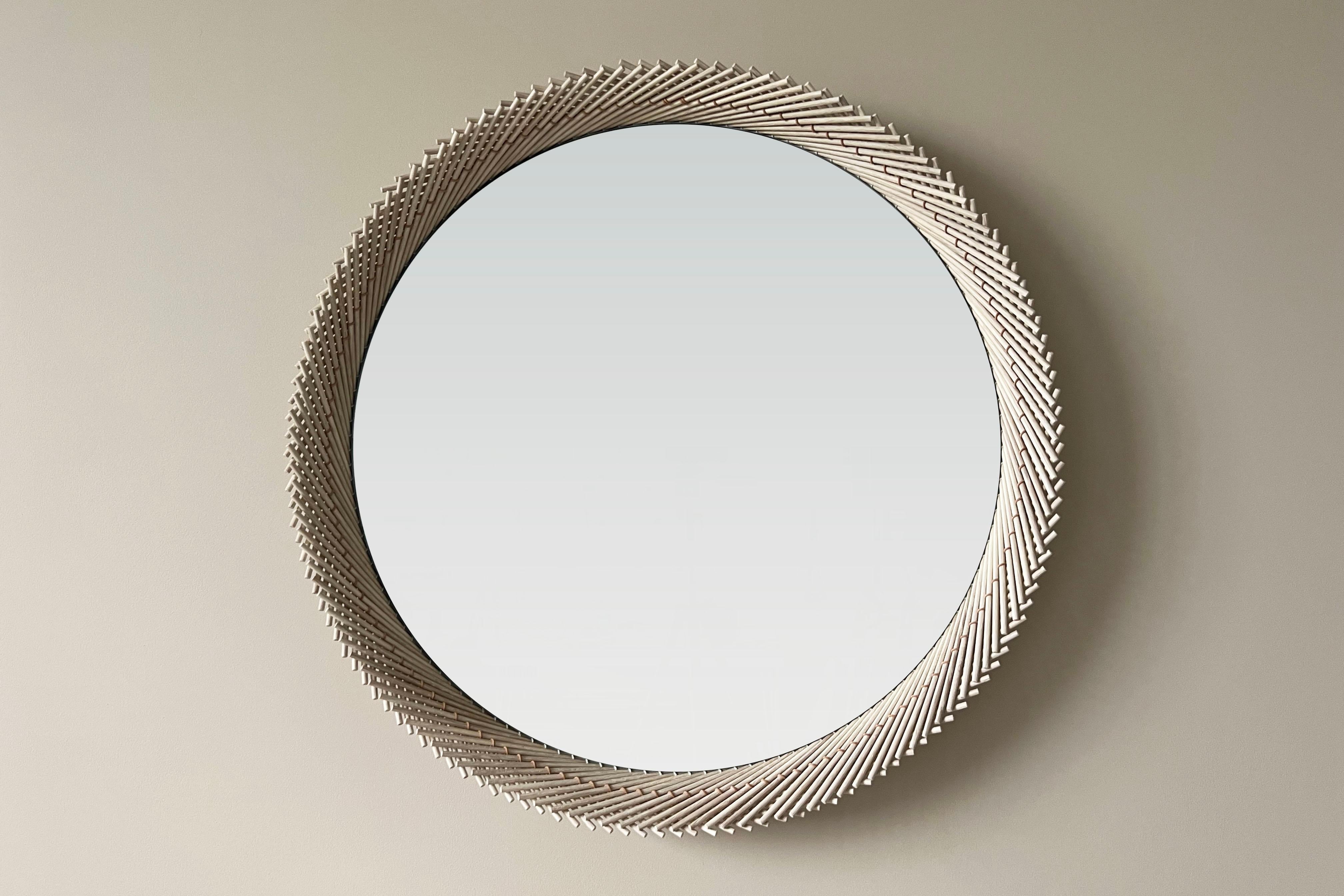 miroir rond chene