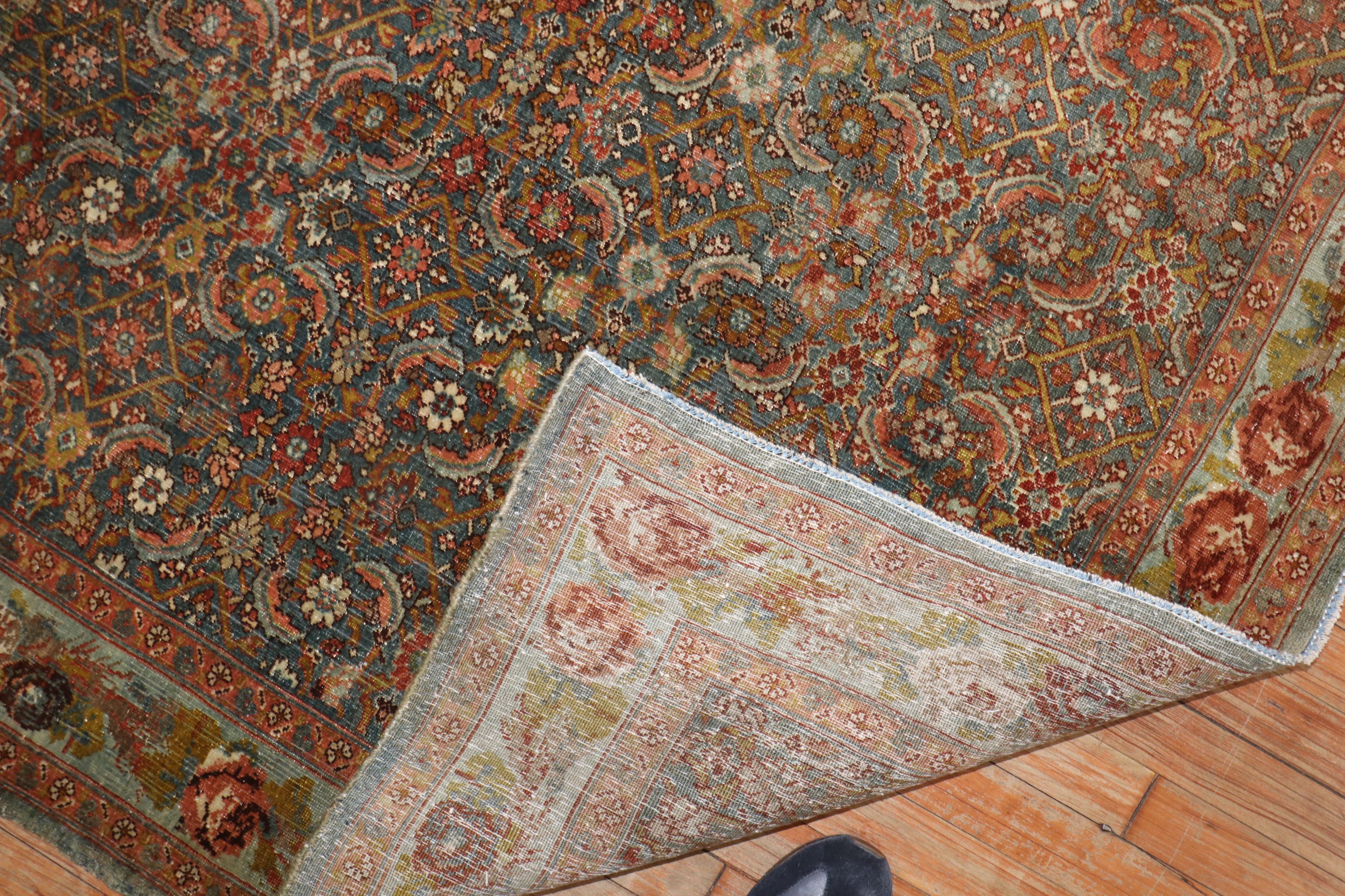 Moody Antique Persian Bidjar Accent Rug For Sale 5