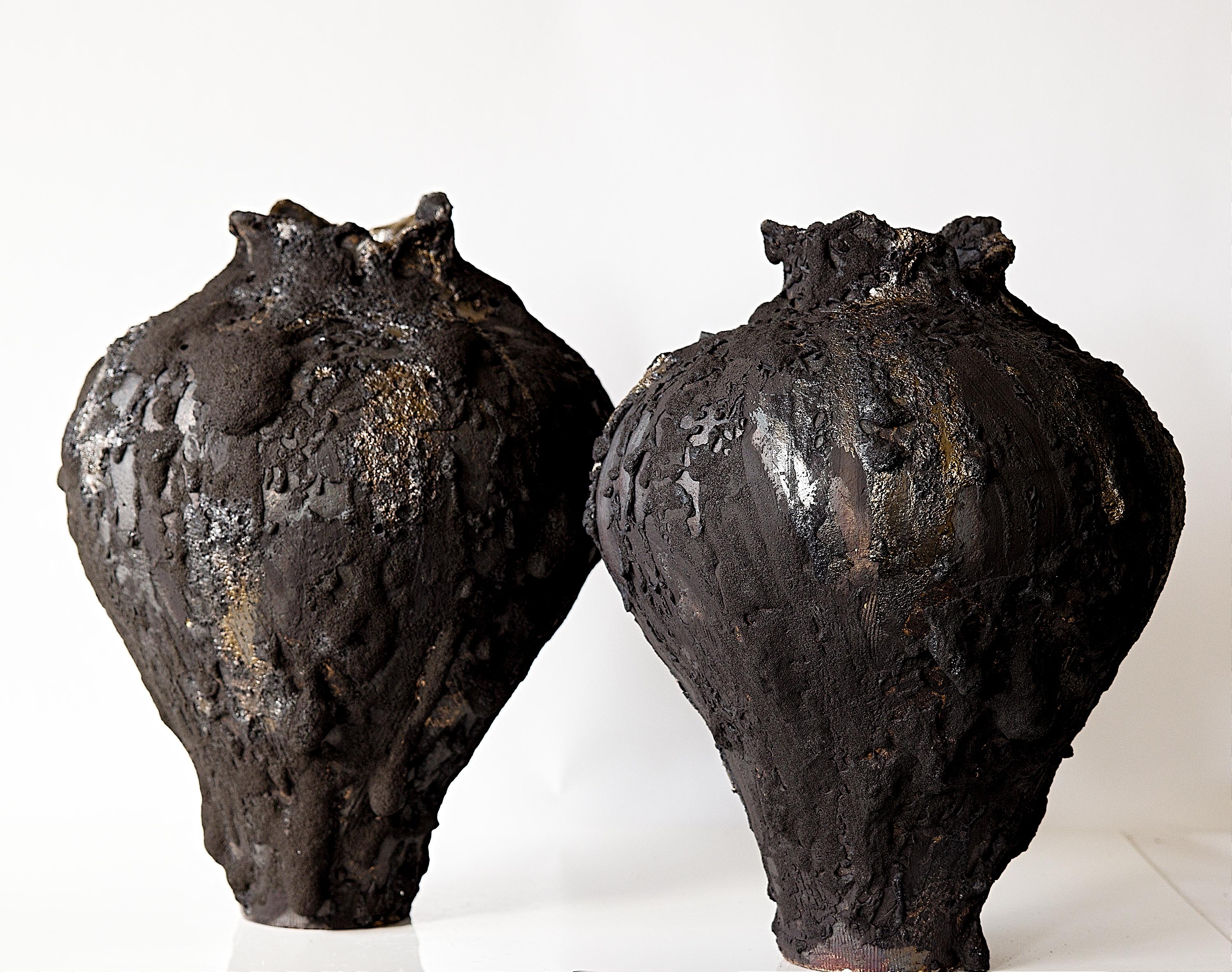 Nero umido  Alto  Vaso Free Form A Hand Made 19