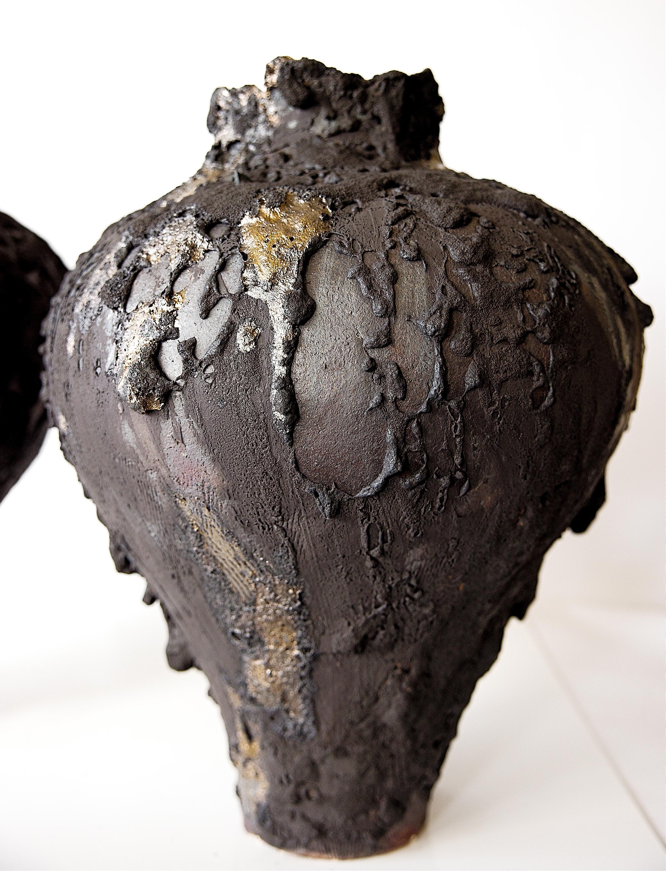 Nero umido  Alto  Vaso Free Form A Hand Made 19