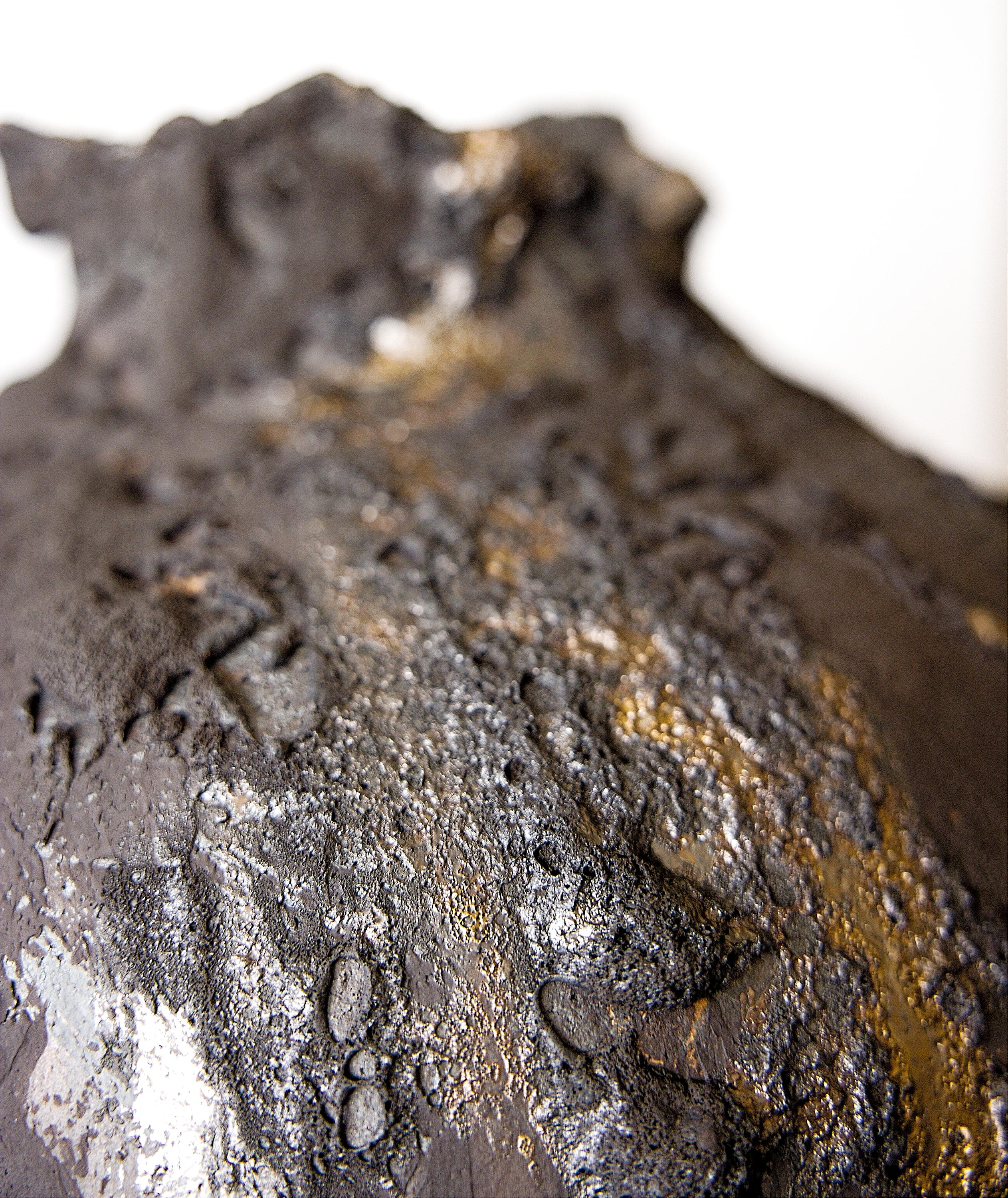 XXI secolo e contemporaneo Nero umido  Alto  Vaso Free Form A Hand Made 19