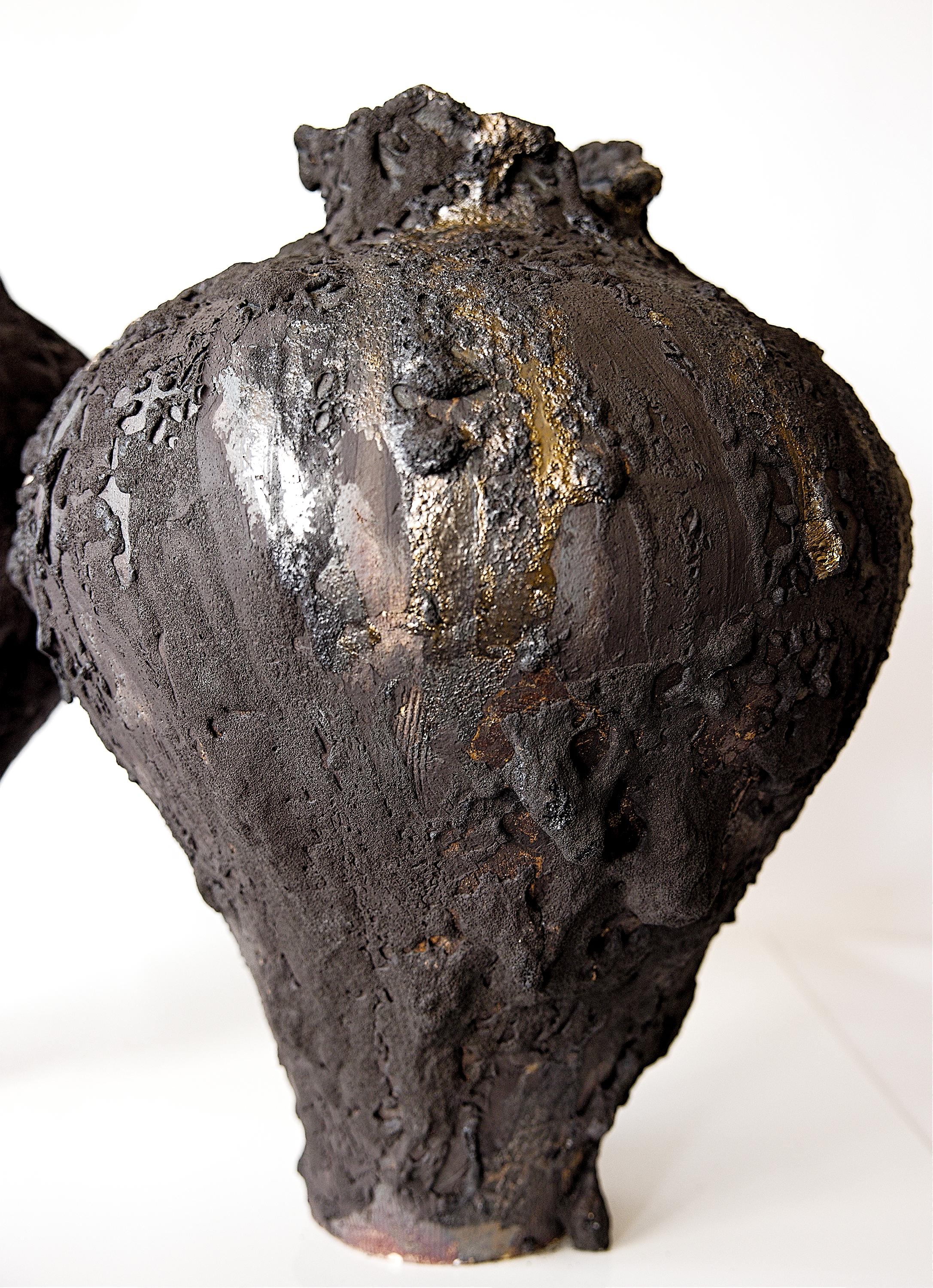 Nero umido  Alto  Vaso Free Form A Hand Made 19