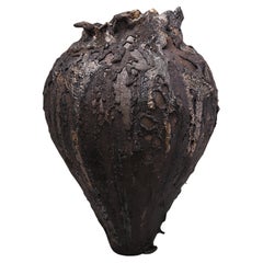 Moody Black  Tall  Free Form Hand Made Vase
