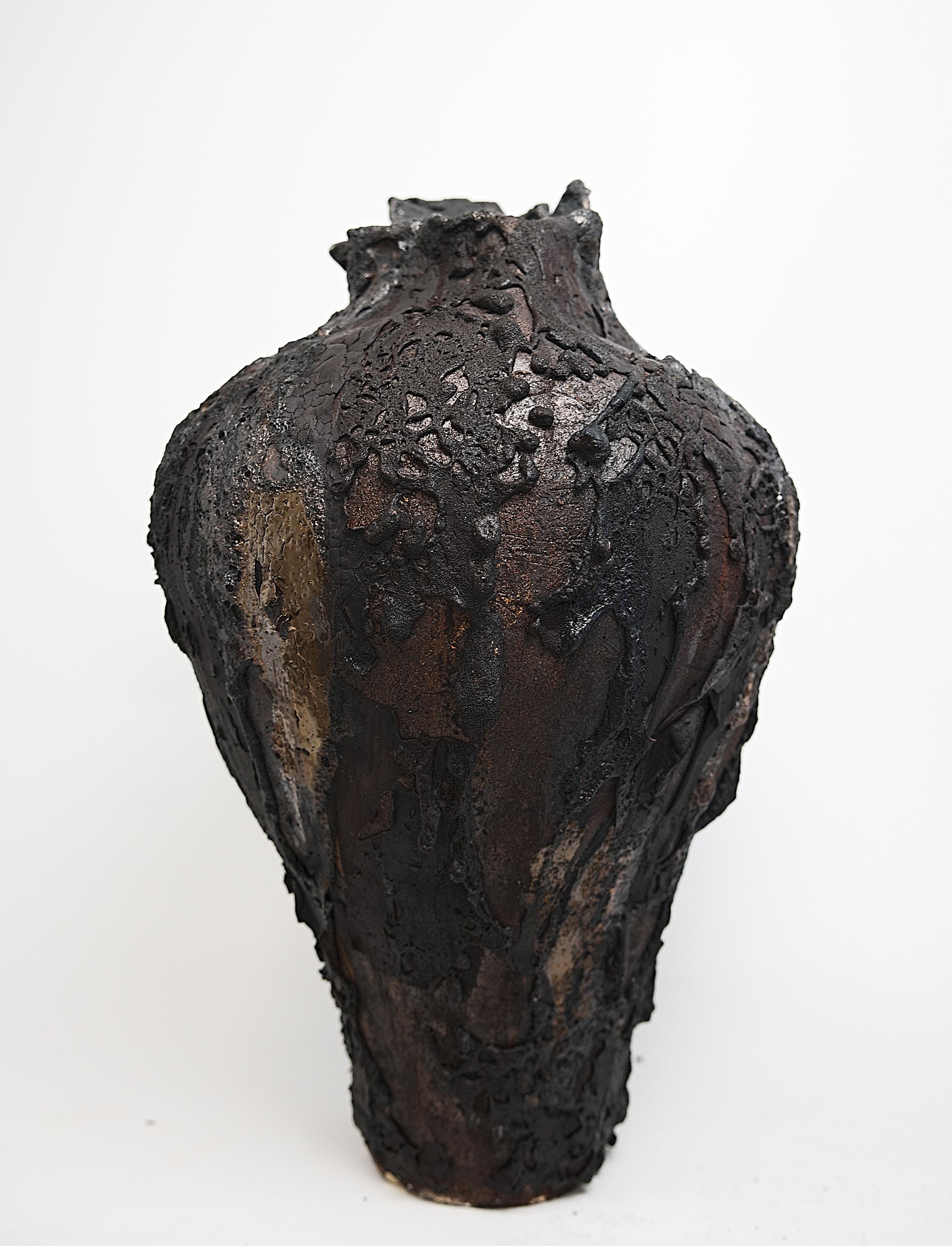 Moody Black Tall  Moon Hand Made Vessels II For Sale 2