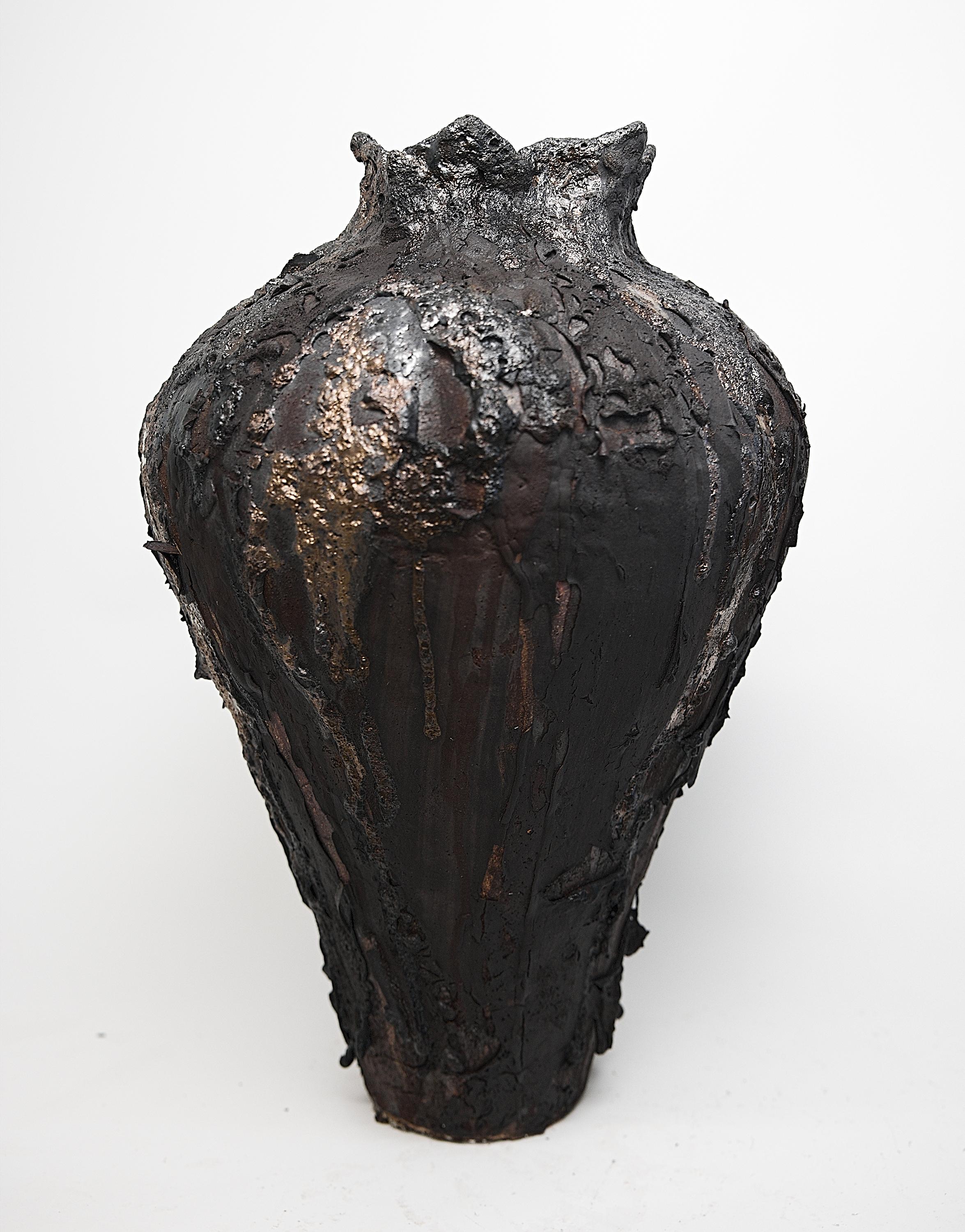 Moody Black Tall  Moon Hand Made Vessels II For Sale 7