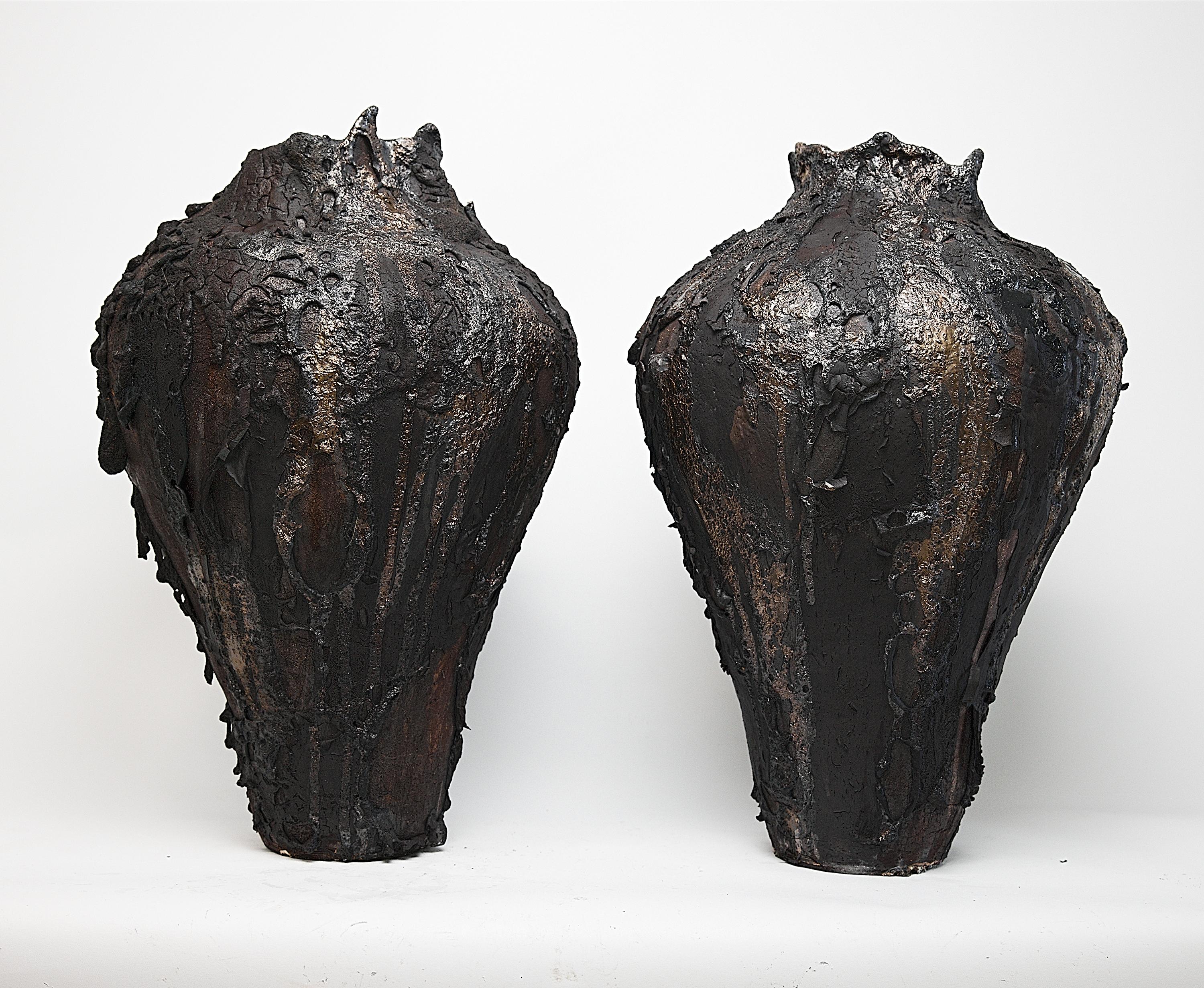 American Moody Black Tall  Moon Hand Made Vessels II For Sale