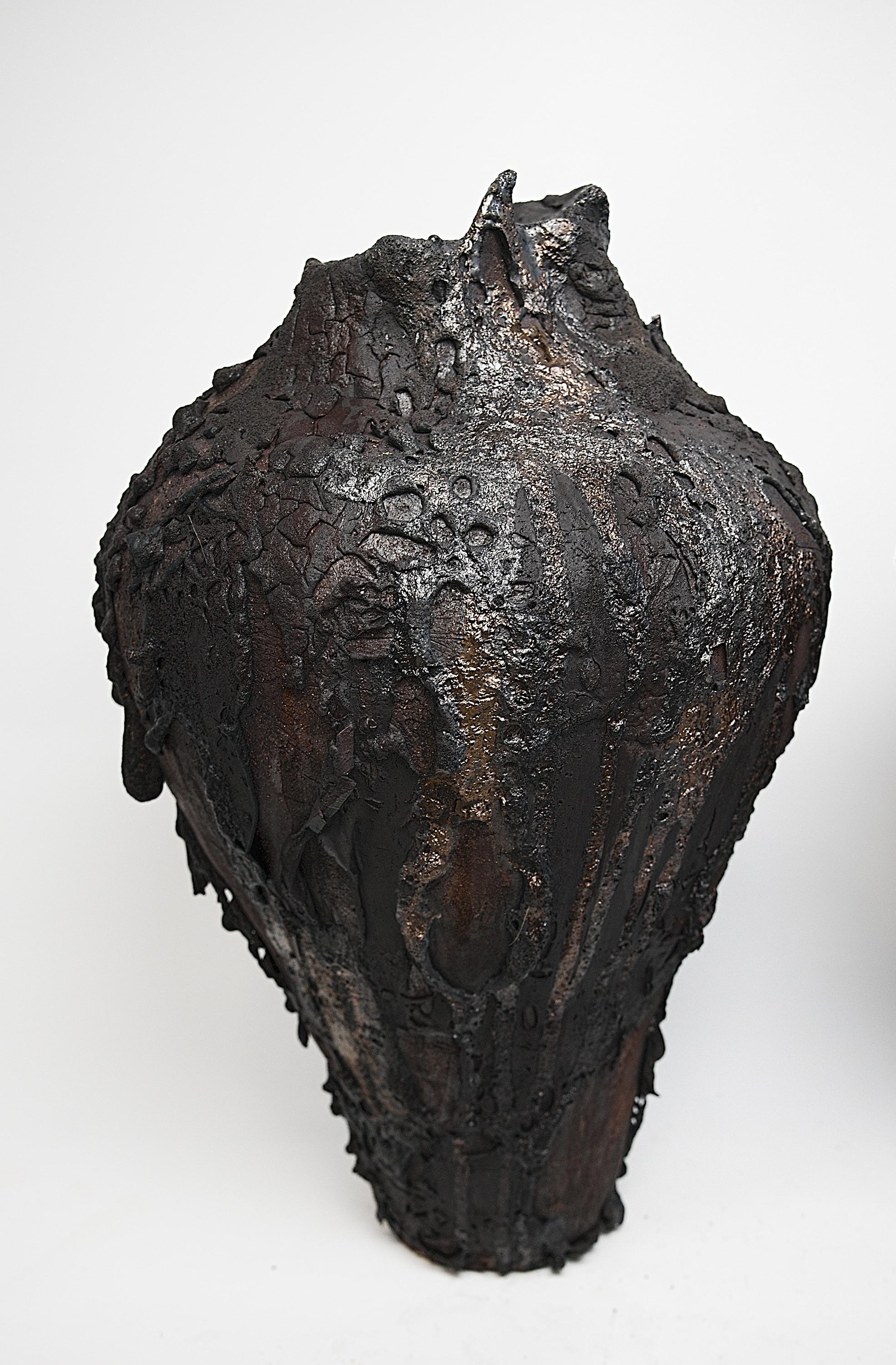 Moody Black Tall  Moon Hand Made Vessels II In New Condition For Sale In Van Nuys, CA