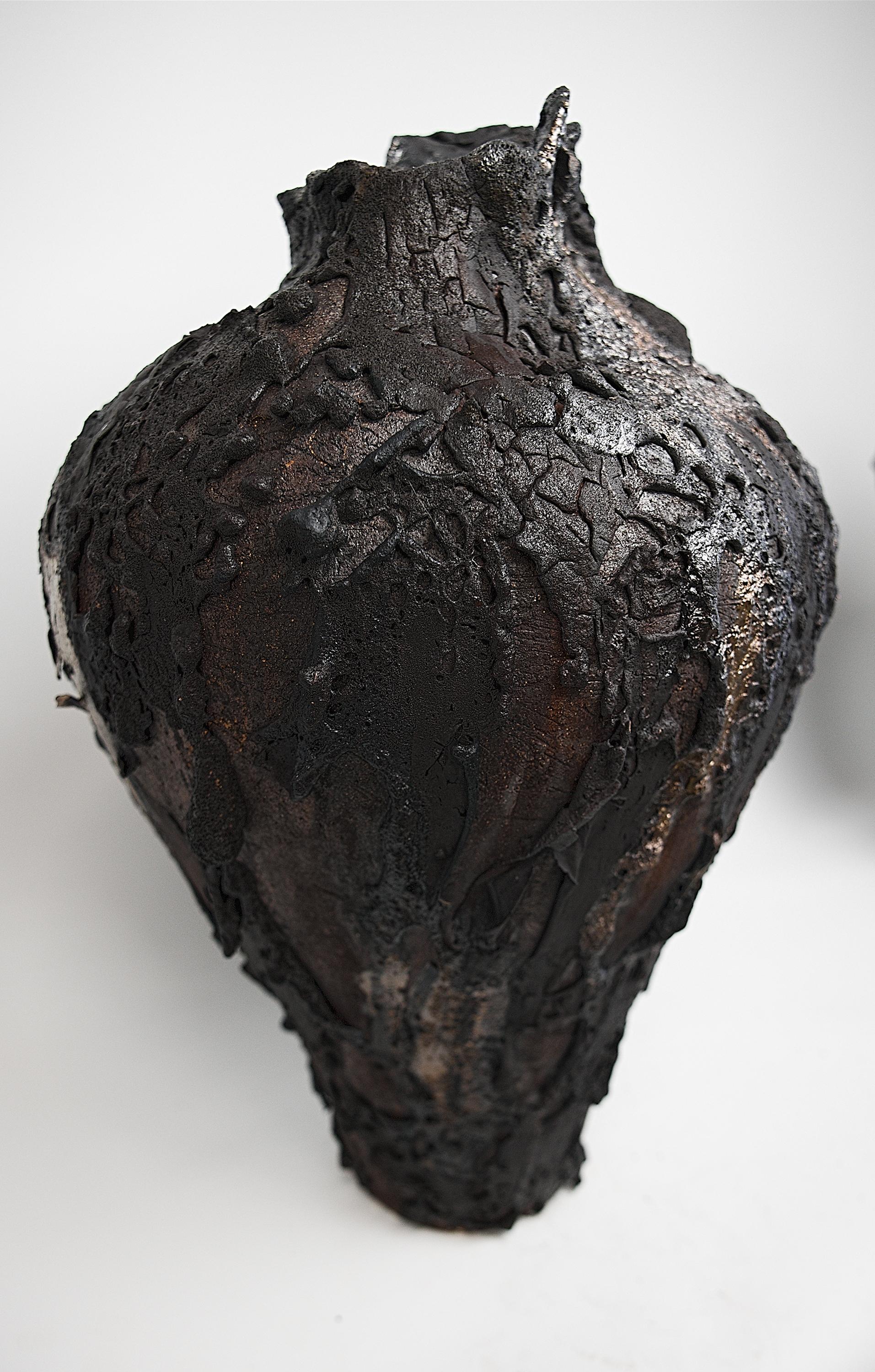 Moody Black Tall  Moon Hand Made Vessels II For Sale 1