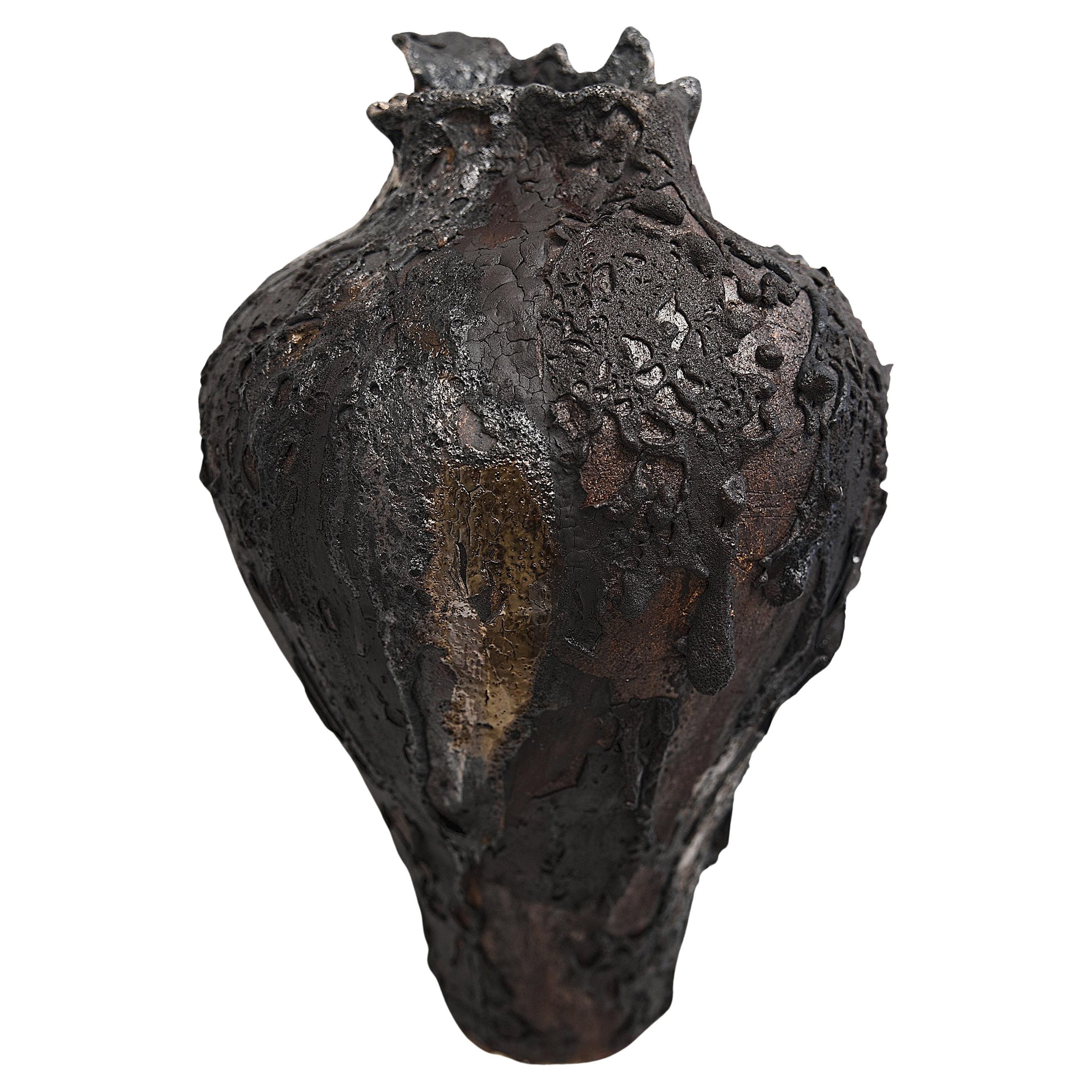 Moody Black Tall  Moon Hand Made Vessels II For Sale