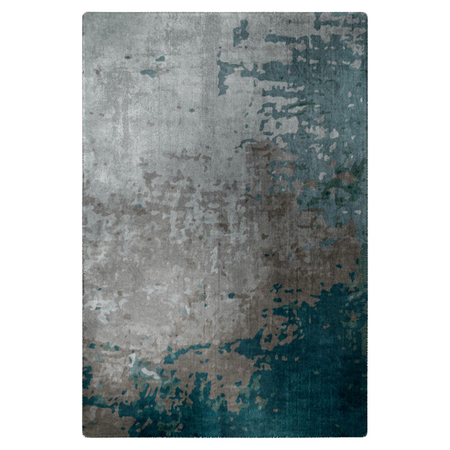 Fortuny Blue Rug in tencel by Cristina Jorge de Carvalho For Sale