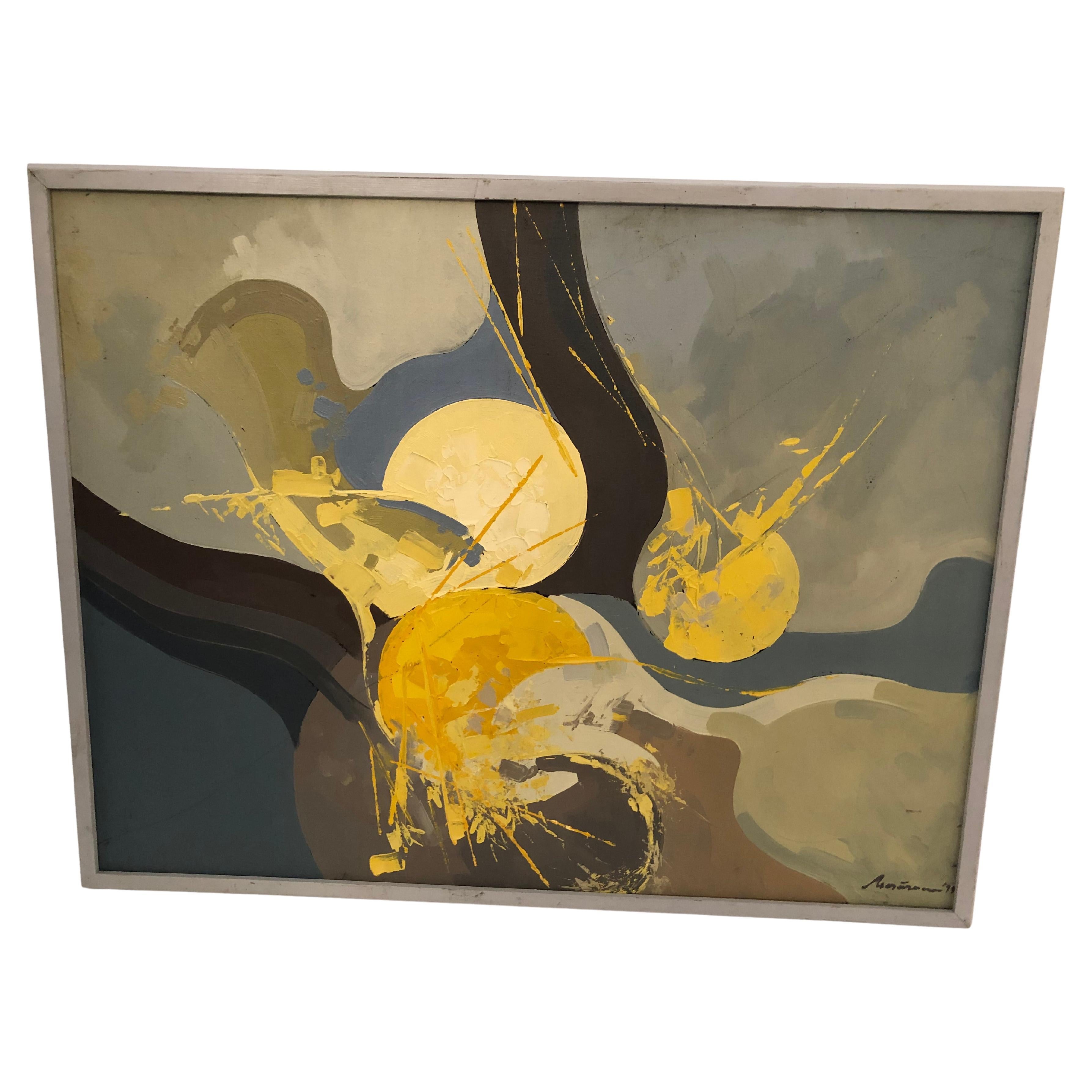 Moody Mid-Century Modern Abstract Painting