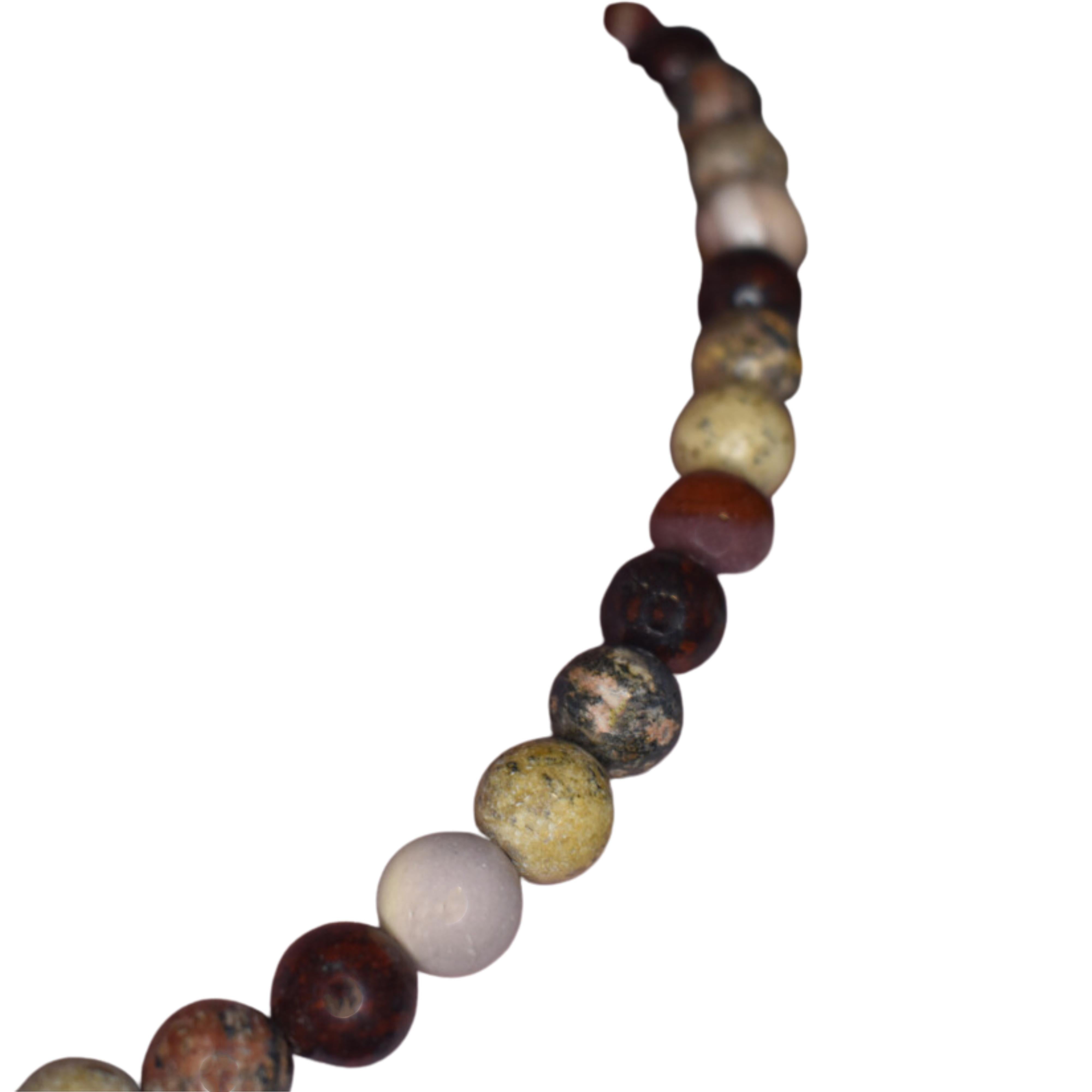 Perlina Mookaite Picture Jasper Leopard Jasper Brown Red Collana di perline in oro 14k in vendita