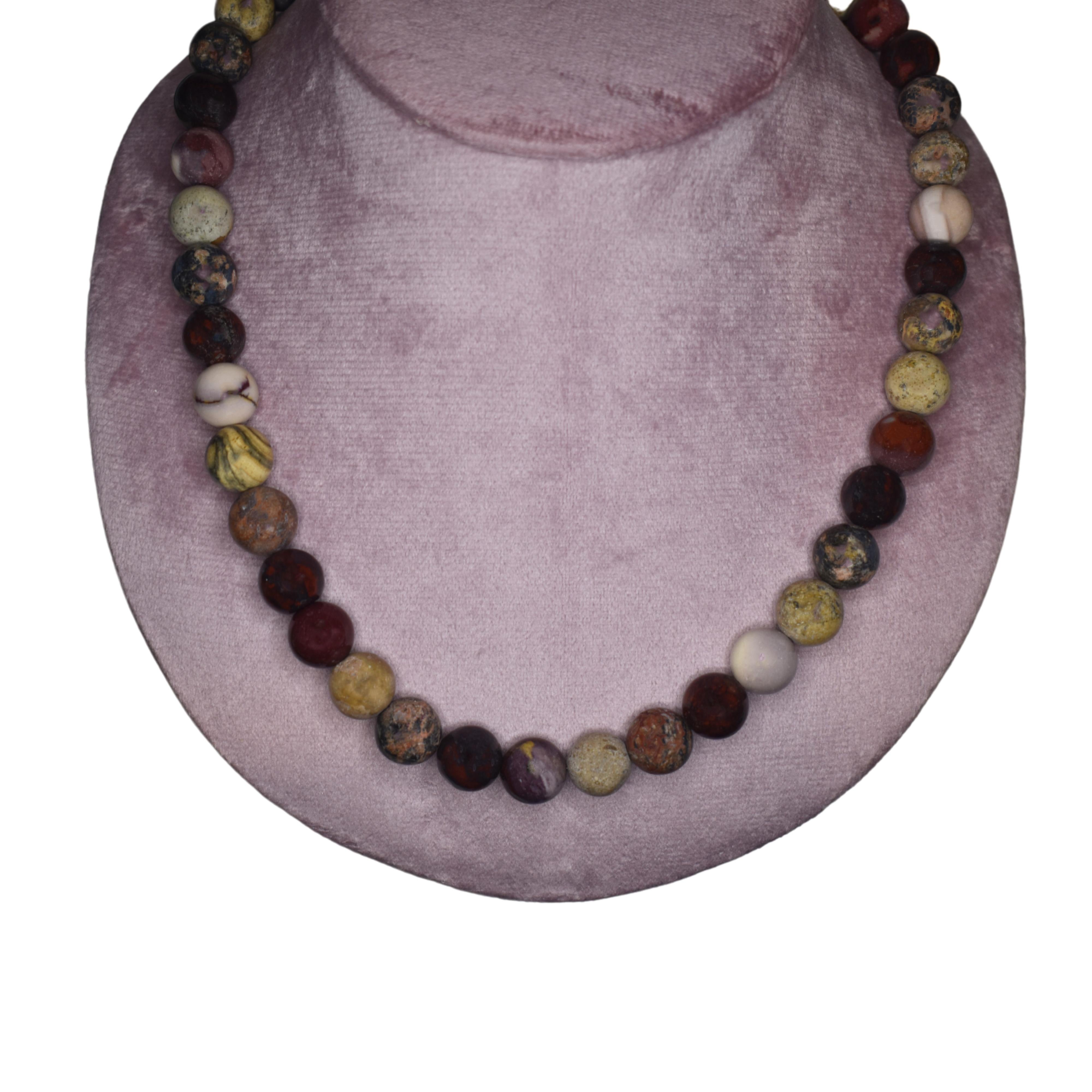 Mookaite Picture Jasper Leopard Jasper Brown Red Collana di perline in oro 14k In condizioni Nuovo in vendita a London, GB