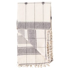 Mool Handloom King Size Bedpsread Coverlet Black & White, in Organic Cotton (en coton biologique)