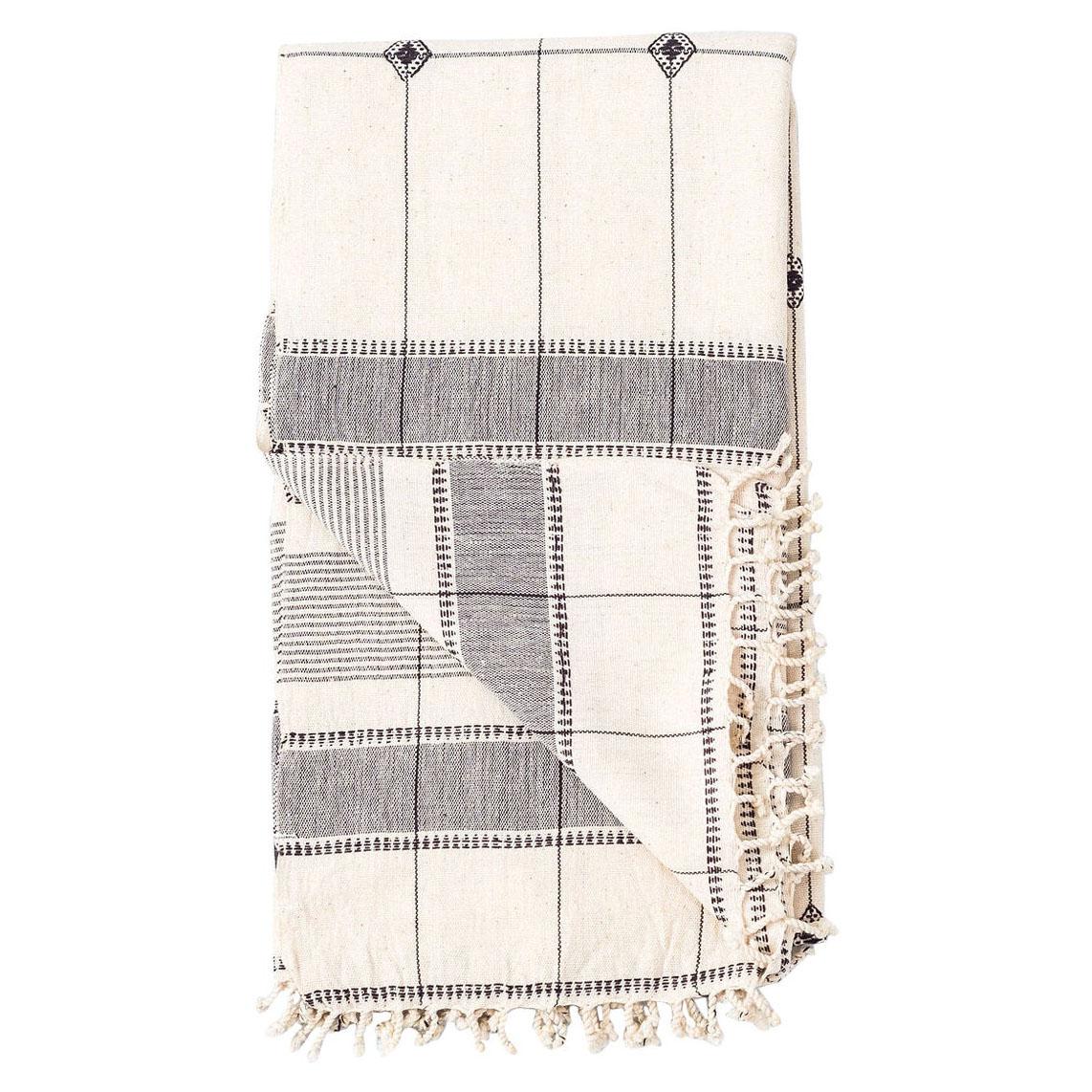 Mool Handloom King Size Bedpsread Coverlet Black and White, in Organic