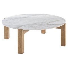 Moon 1 Round White Marble Coffee Table