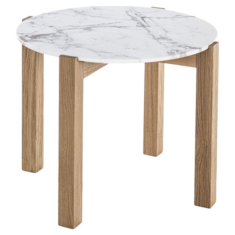 Moon 2 Round White Marble Side Table For Sale at 1stDibs