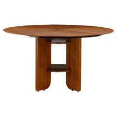 Moon Round Dining Table with Oak Veneered Top and Wood Legs 55''