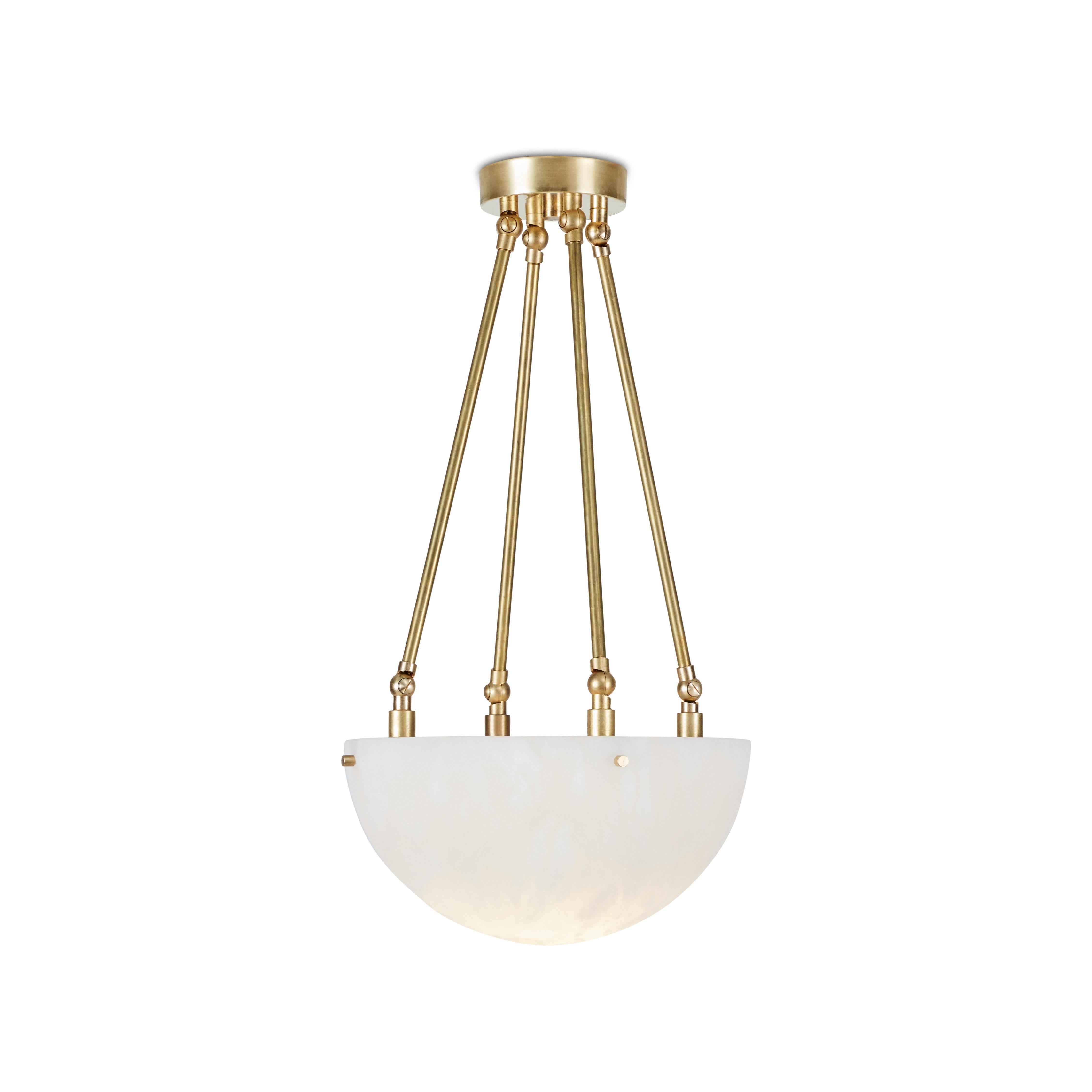 Modern 'Moon' Alabaster and Brass Pendant Lamp by Denis De La Mesiere For Sale
