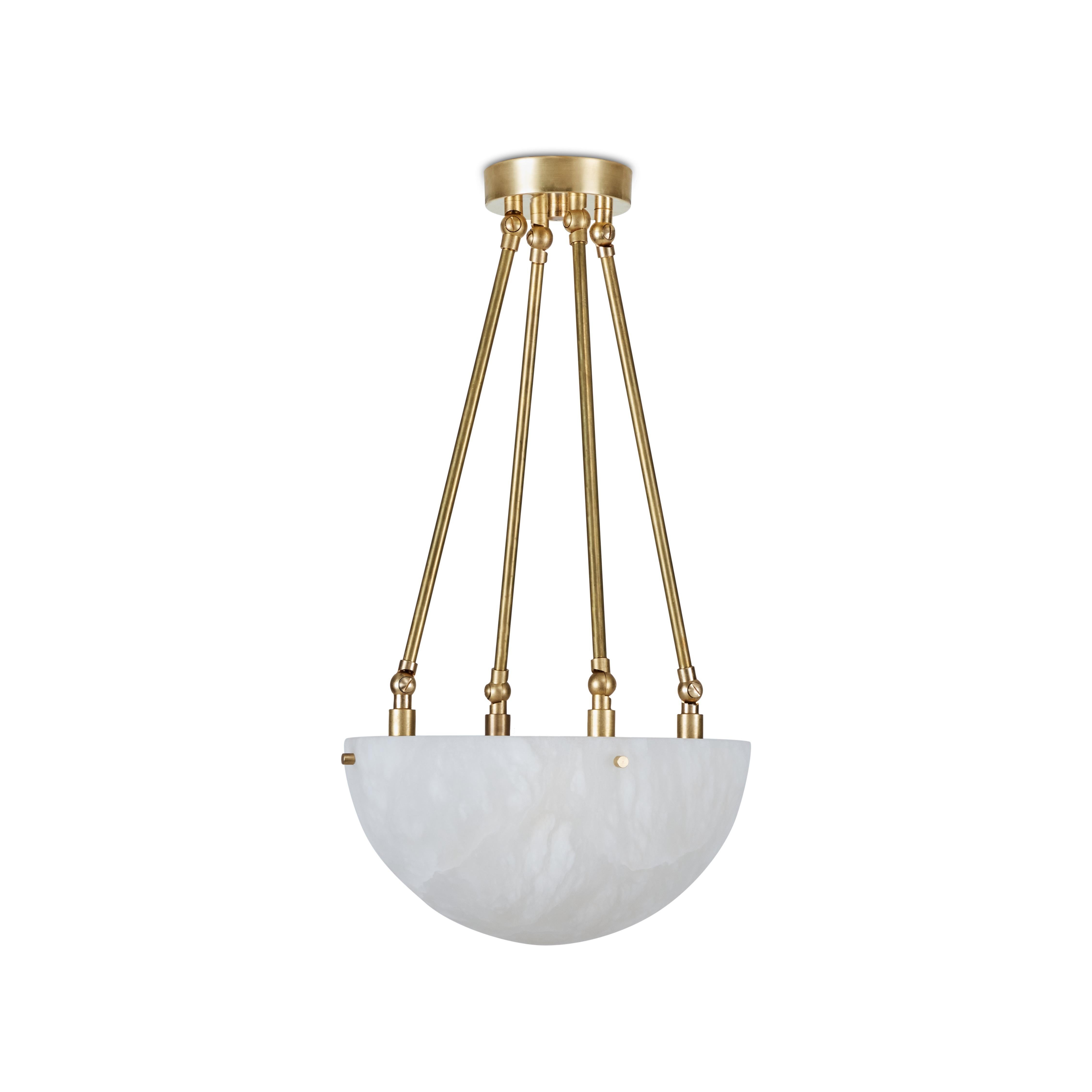 American 'Moon' Alabaster and Brass Pendant Lamp by Denis De La Mesiere For Sale