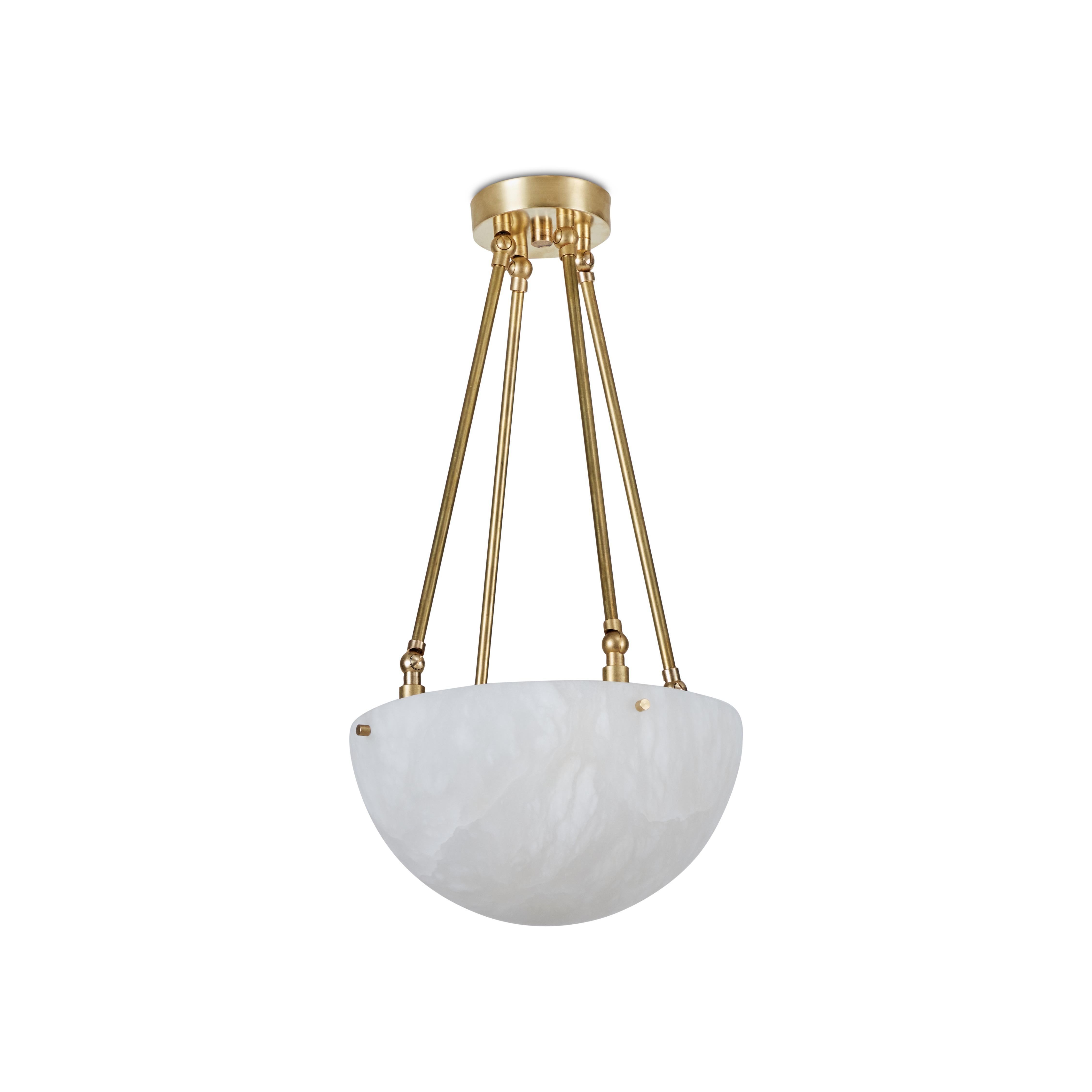 'Moon' Alabaster and Brass Pendant Lamp by Denis De La Mesiere In New Condition For Sale In Glendale, CA