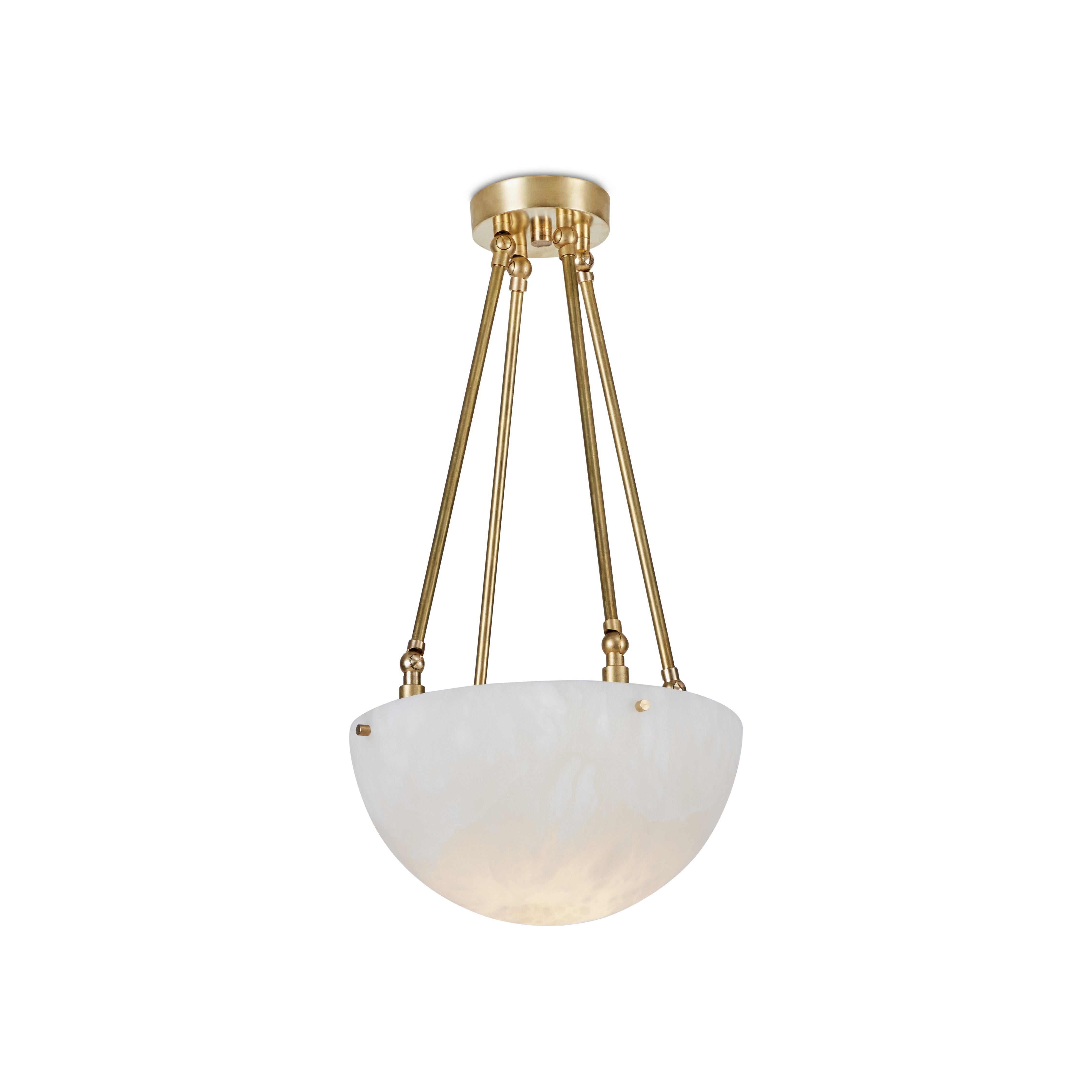 Contemporary 'Moon' Alabaster and Brass Pendant Lamp by Denis De La Mesiere For Sale