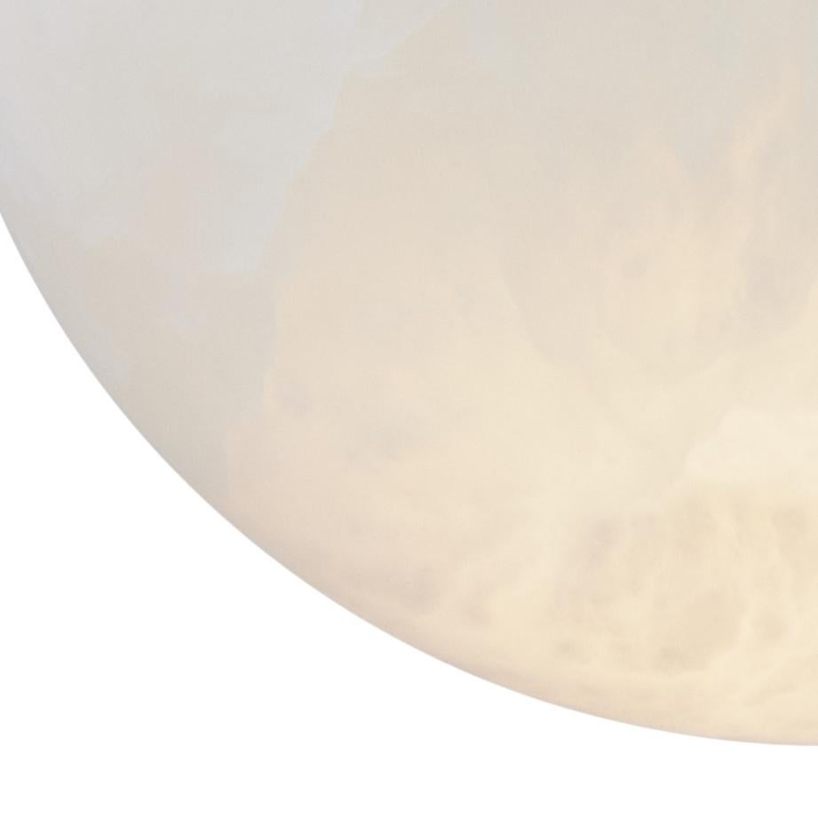 'Moon' Alabaster and Brass Pendant Lamp by Denis De La Mesiere For Sale 1