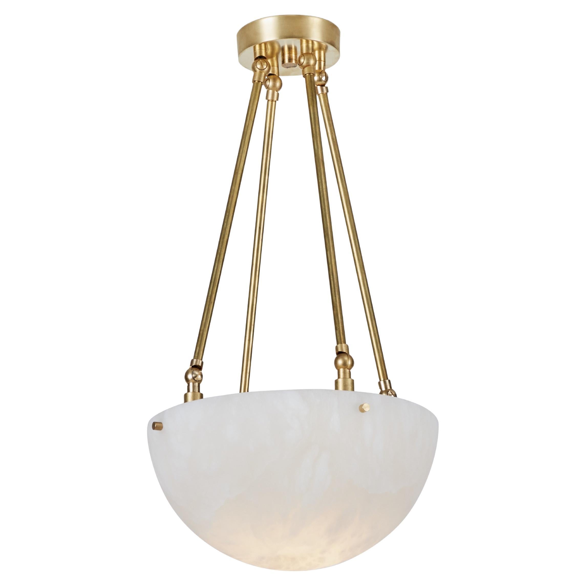 'Moon' Alabaster and Brass Pendant Lamp by Denis De La Mesiere For Sale