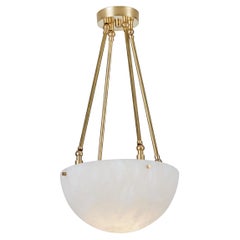 'Moon' Alabaster and Brass Pendant Lamp by Denis De La Mesiere