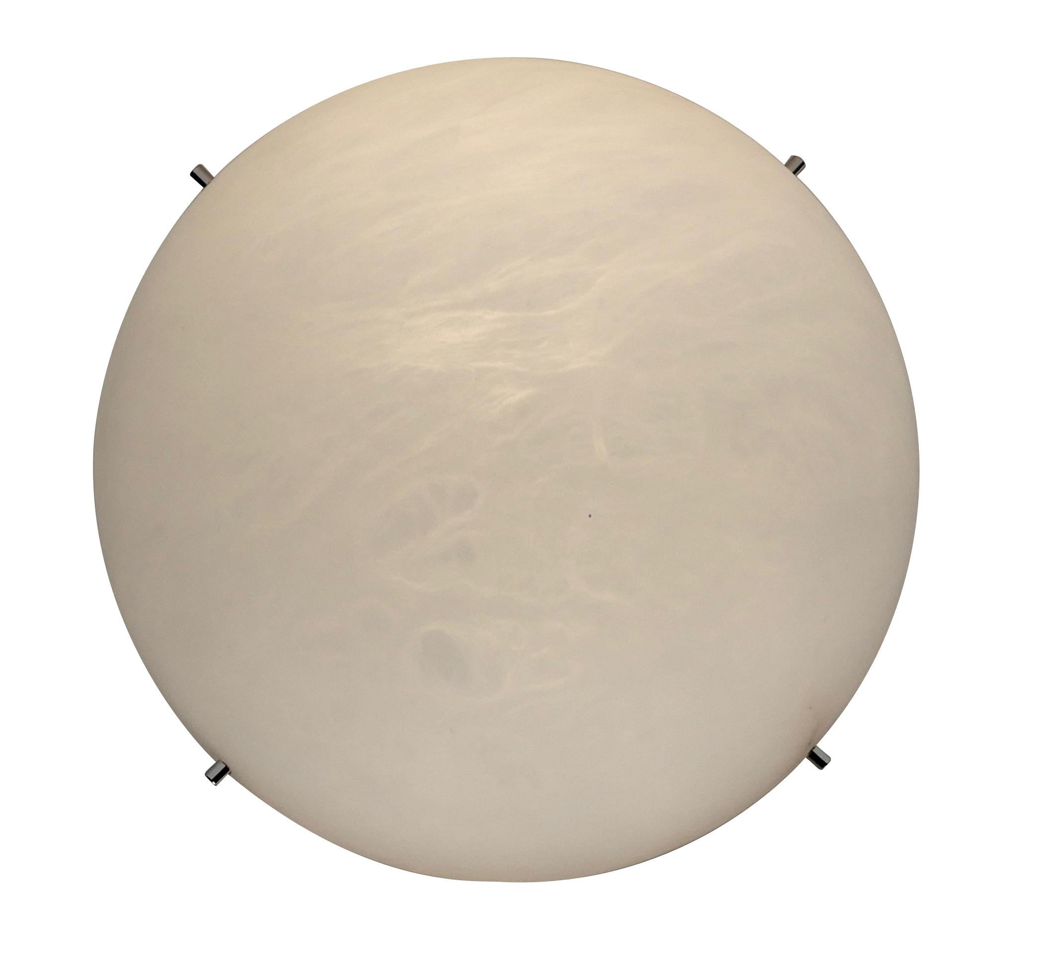 'Moon 4' Alabaster wall or ceiling lamp in the manner of Pierre Chareau. Handcrafted in Los Angeles in the workshop of noted French designer and antiques dealer Denis de le Mesiere, who meticulously pays homage to the work of Pierre Chareau with
